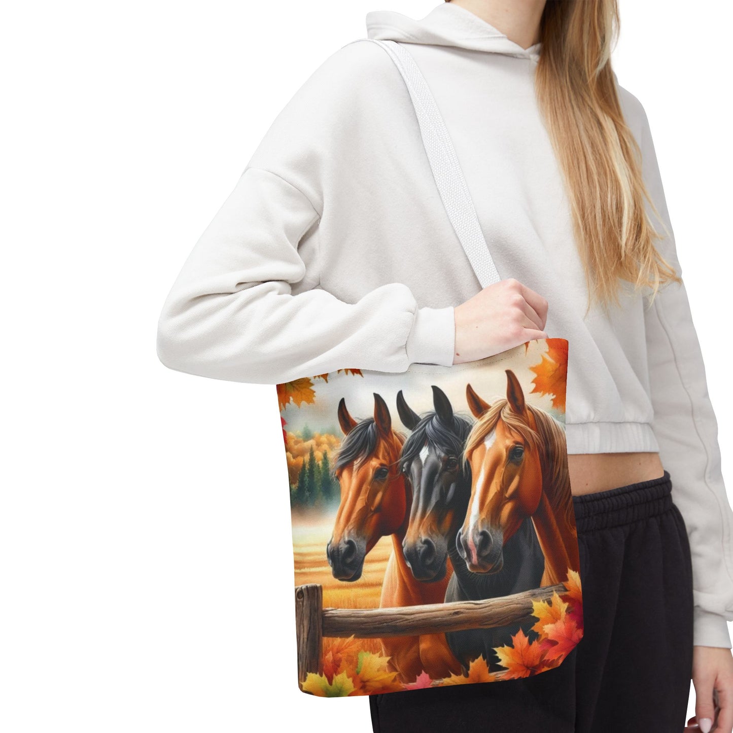 🐴 Autumn Horse Trio Tote Bag – Rustic, Stylish & Practical 🍂