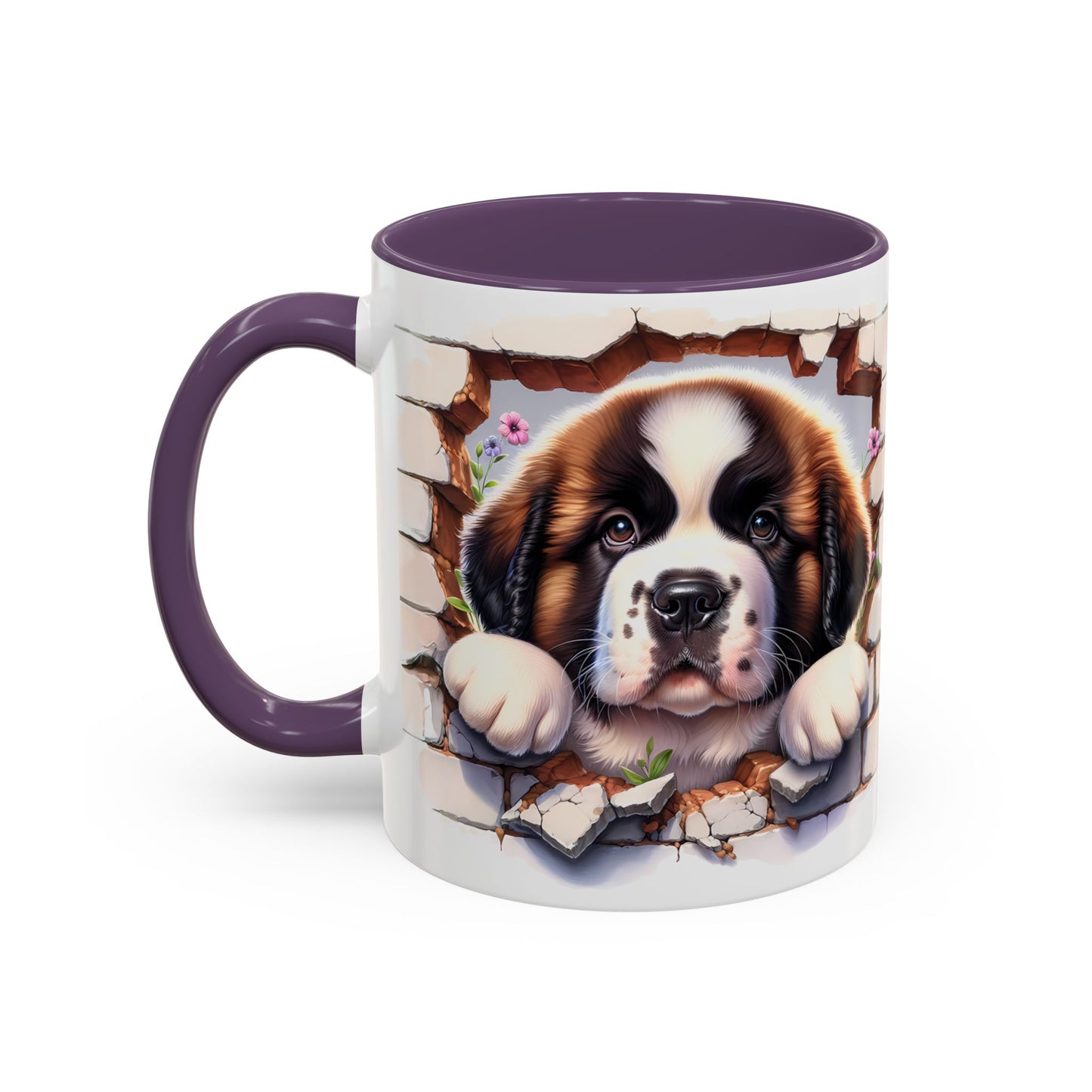🐾☕ St. Bernard Puppy Peek Accent Mug – Gentle Giant Pup Lover Gift ✨❤️