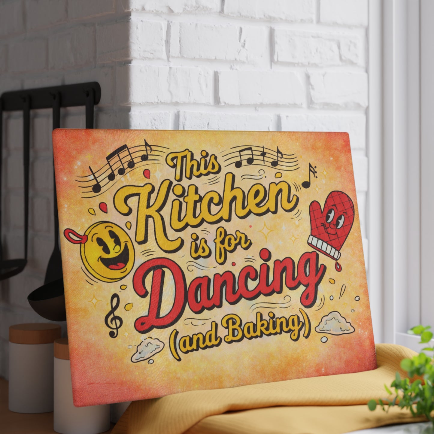 This Kitchen Is for Dancing (and Baking) Glass Cutting Board – Fun Music Kitchen Decor