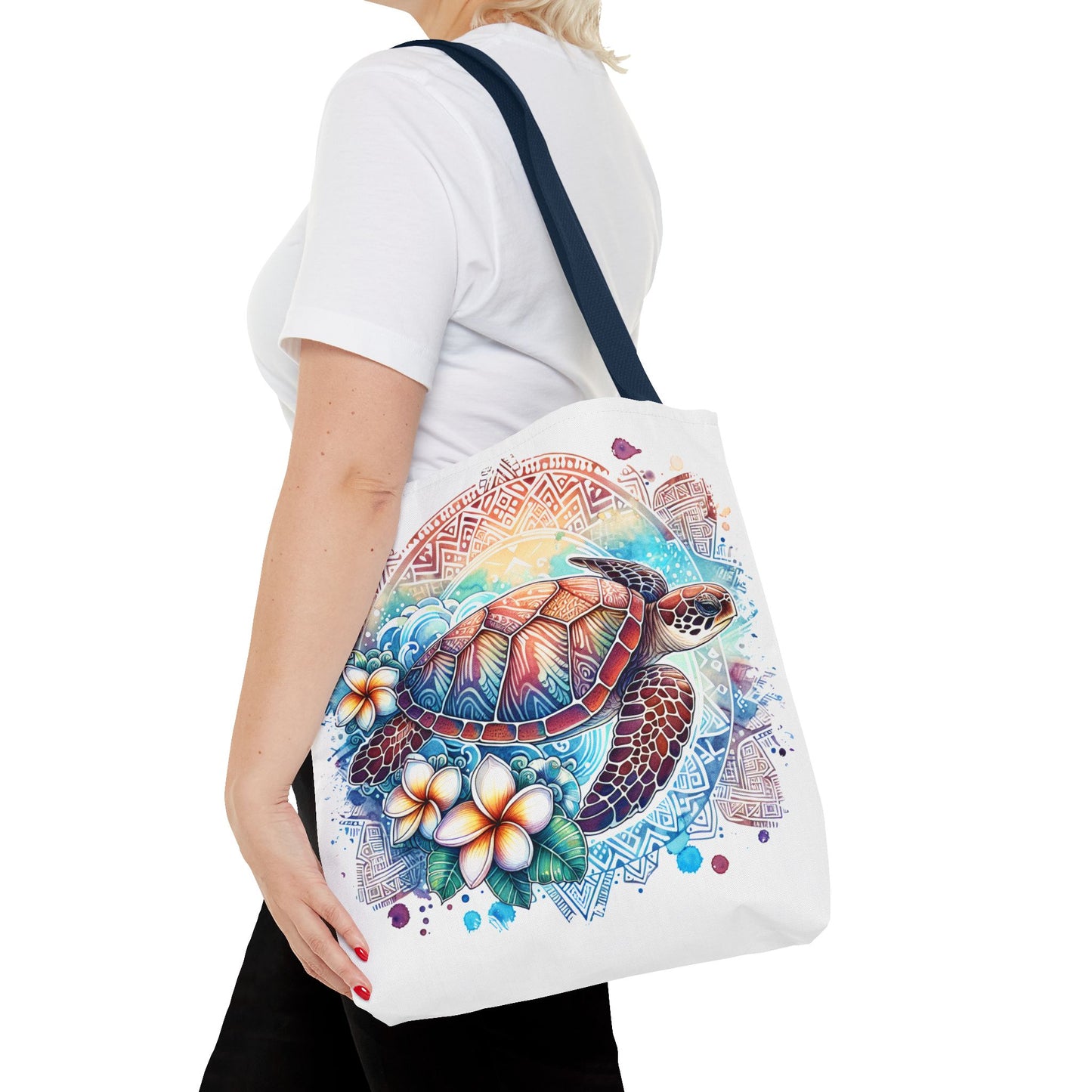 🐢 Vibrant Tribal Sea Turtle Tote Bag – Ocean Beauty Meets Island Vibes 🌊👜