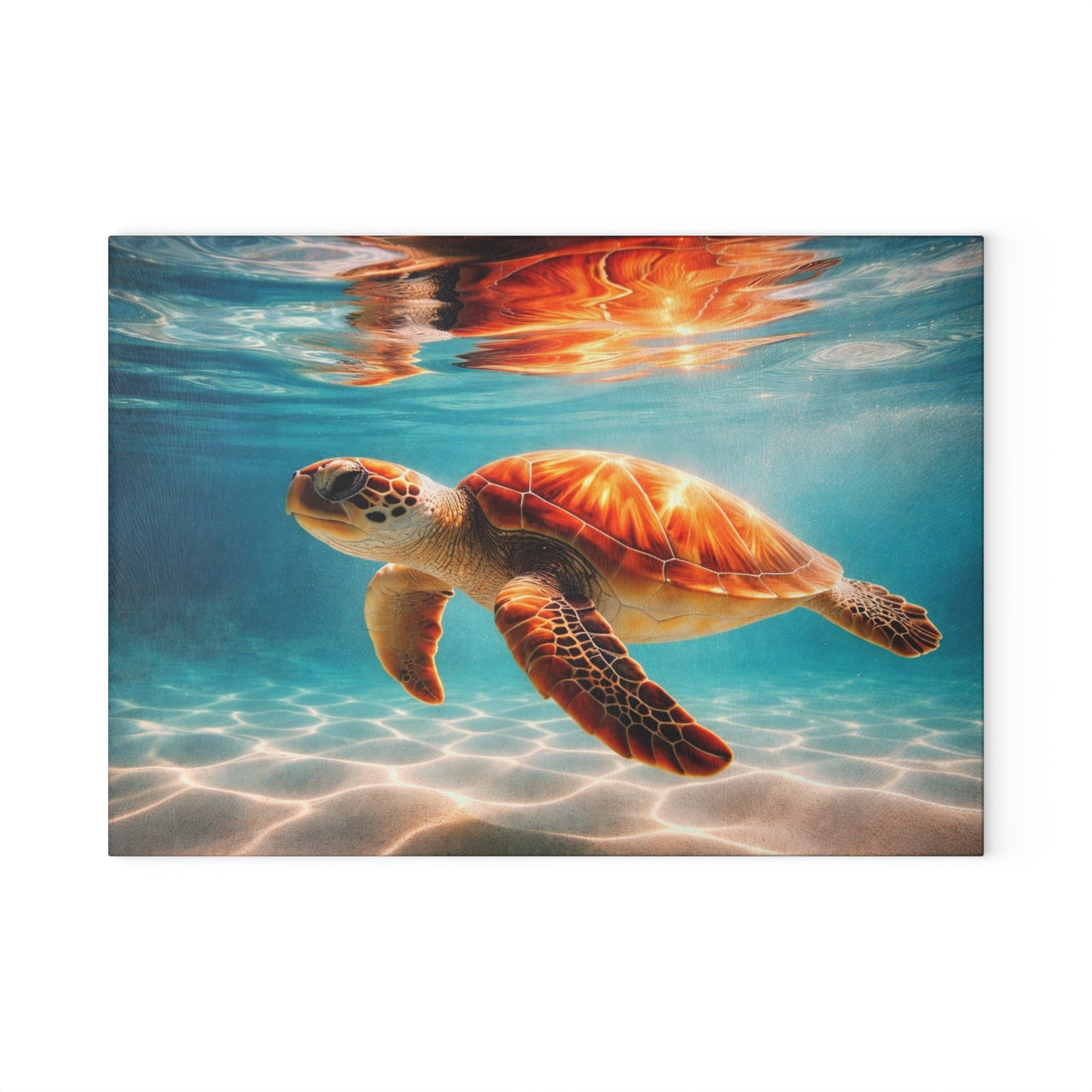 Grace of the Sea Glass Cutting Board – Serene Sea Turtle Ocean Artwork