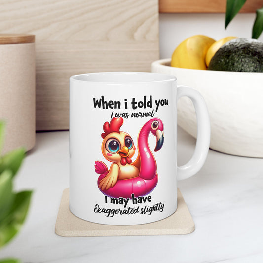 🐔 Yo era normal – Taza divertida de flamenco y pollo 🦩