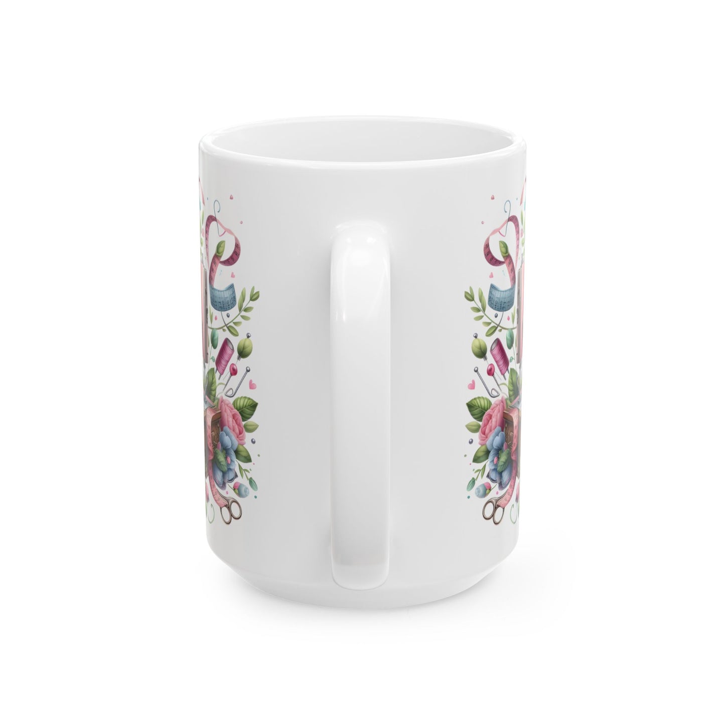 🌸🧵 Floral Sewing Machine Mug – Personalized Coffee Cup for Quilters & Crafters ✨☕