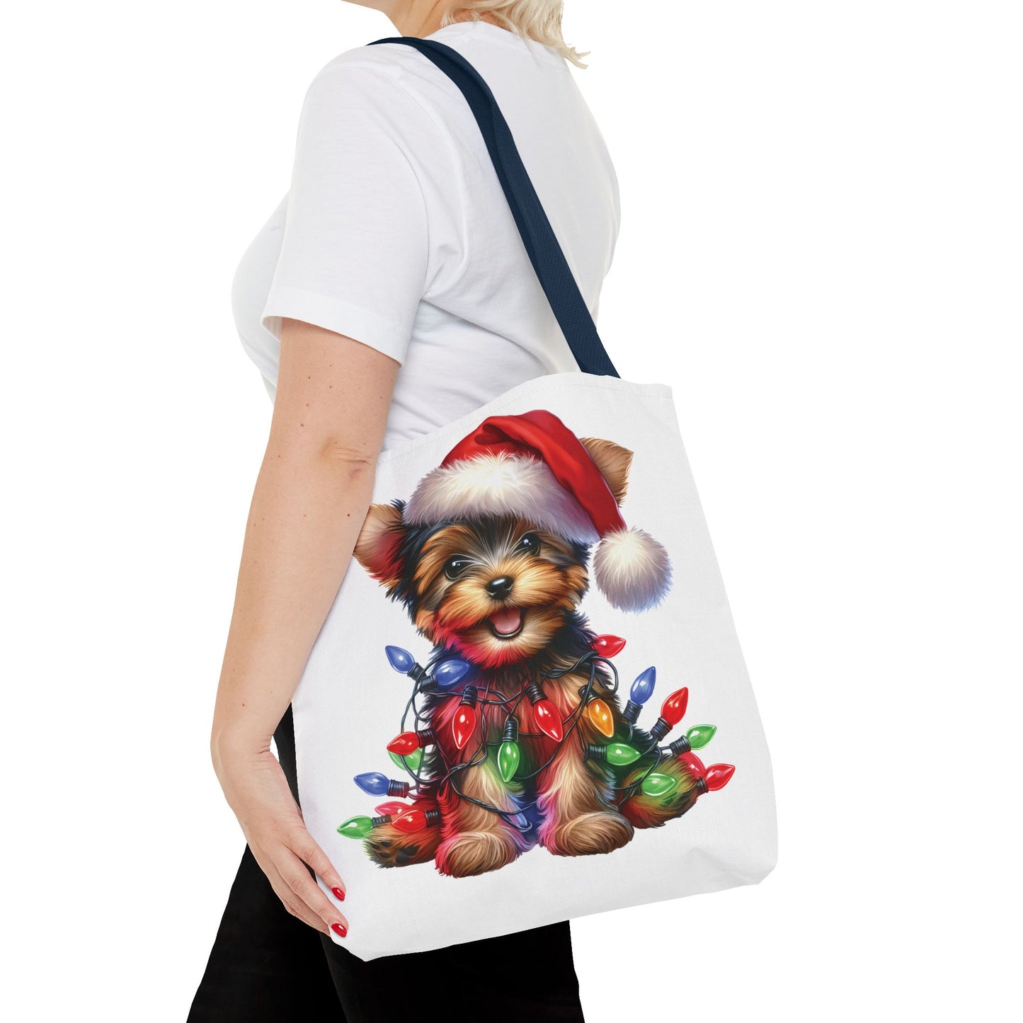 🎄 Yorkie Christmas Lights Tote Bag – Holiday Cheer in Every Carry 🎁