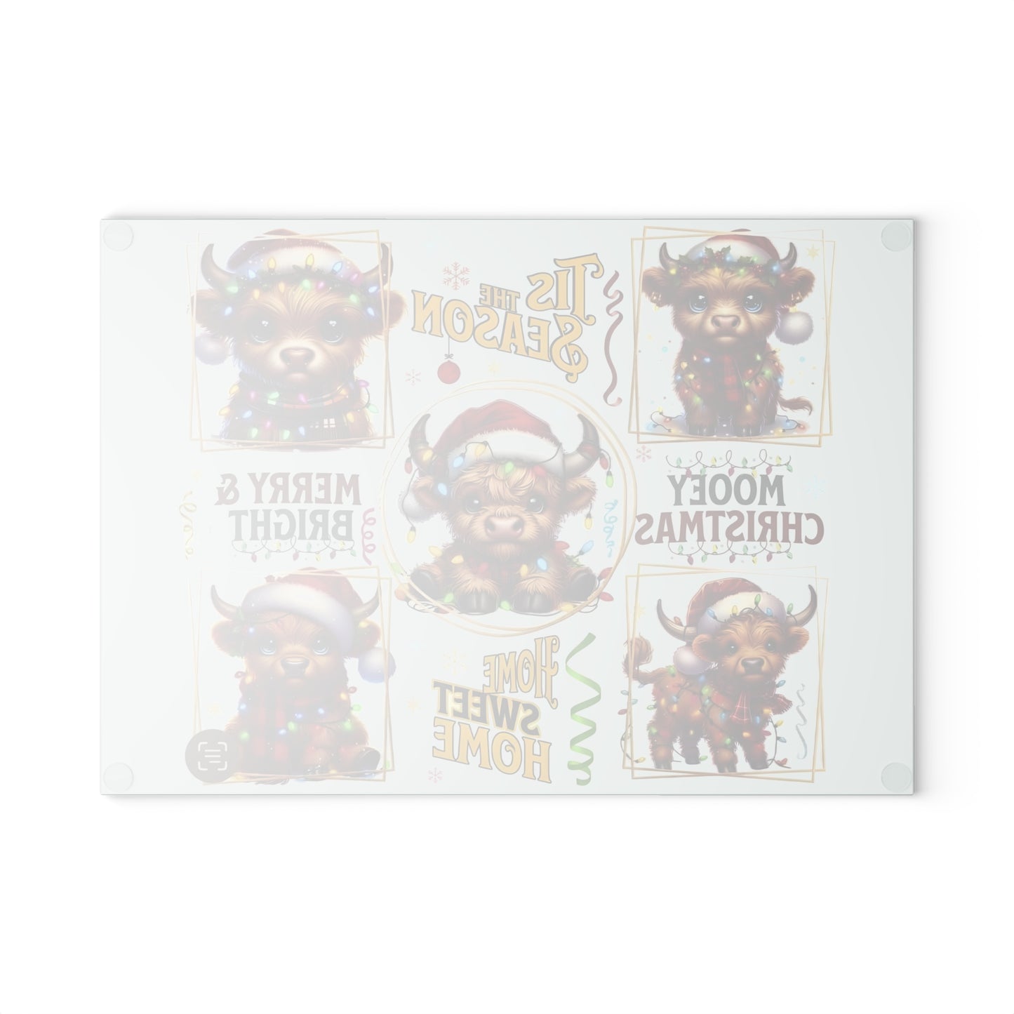 🎄 ’Tis the Season Highland Cow – Merry & Bright Christmas Cutting Board