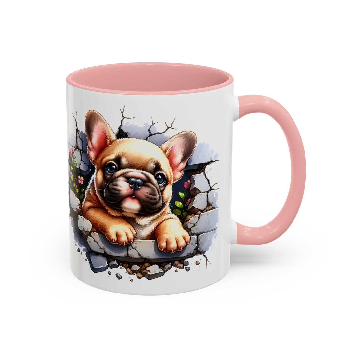 🐾☕ Tan French Bulldog Puppy Accent Mug – Sweet Peek-Through Pup Design ✨