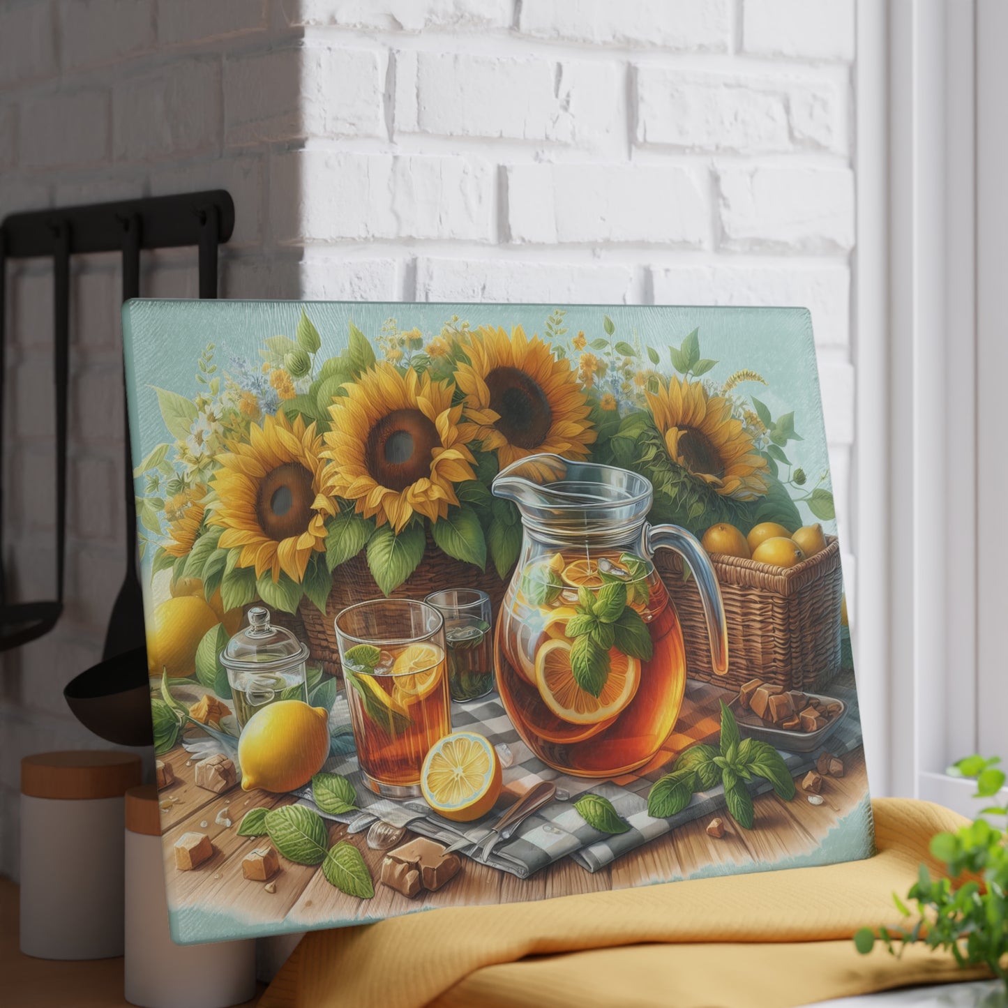 🍋 Sunflower Lemon Iced Tea Cutting Board – Summer Sips & Farmhouse Sunshine