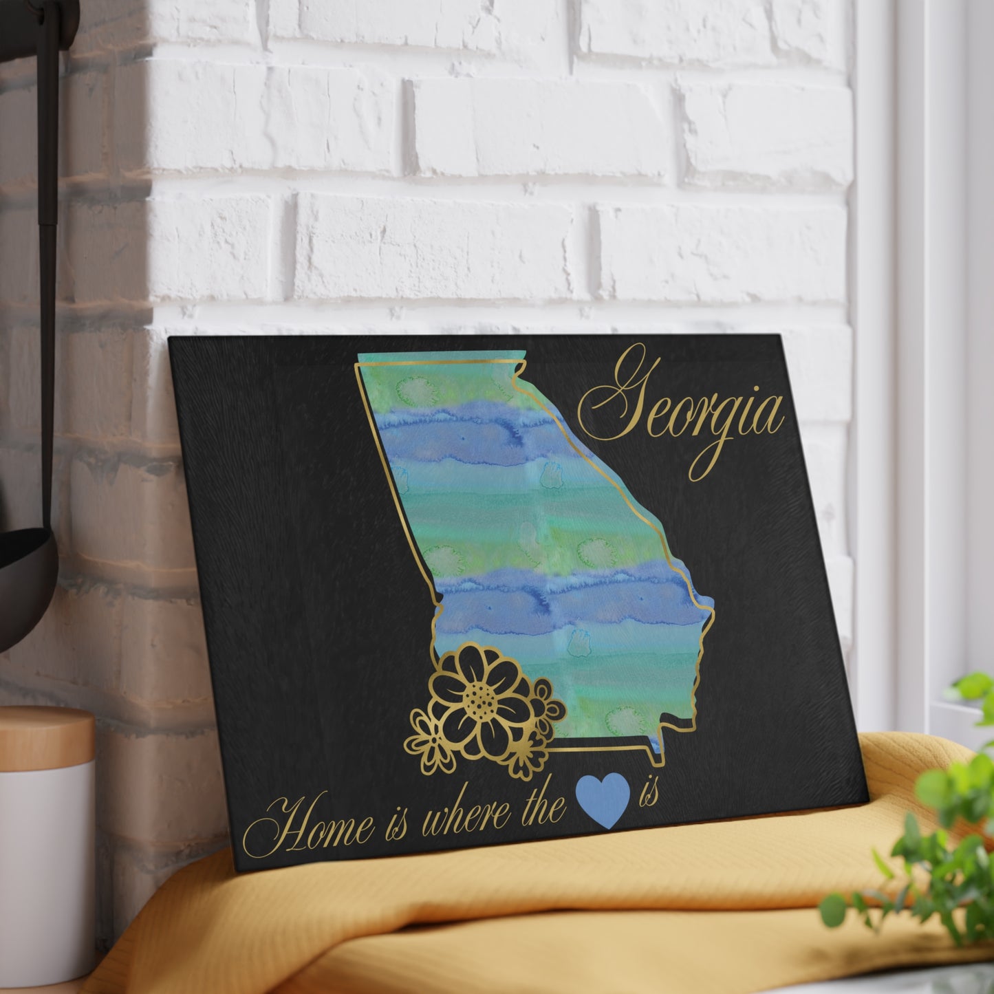 💙 Georgia State Cutting Board – Southern Roots with Watercolor Elegance