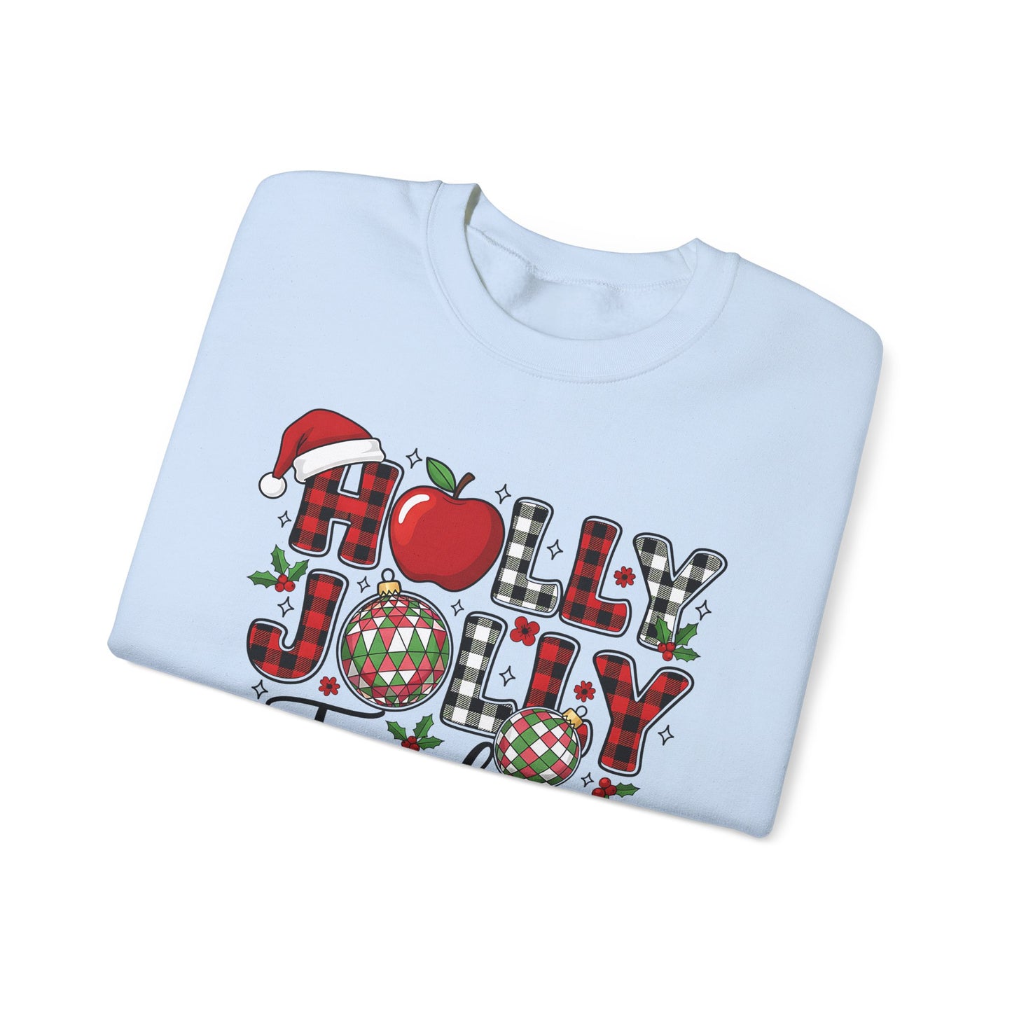 🍎✨ Holly Jolly Teacher Sweatshirt – Festive Classroom Cheer 🎄📚