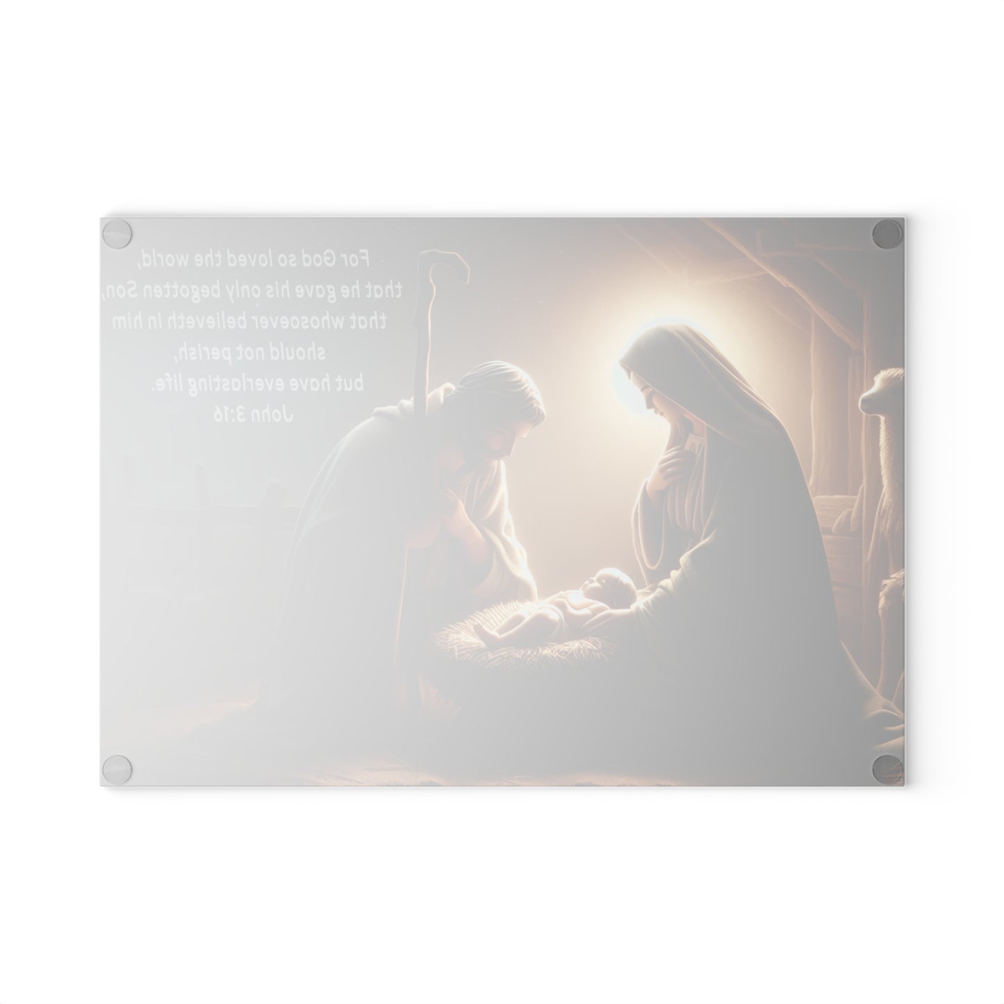 🌟🙏 Nativity Scene Cutting Board – John 3:16 Christmas Kitchen Décor ✝️✨