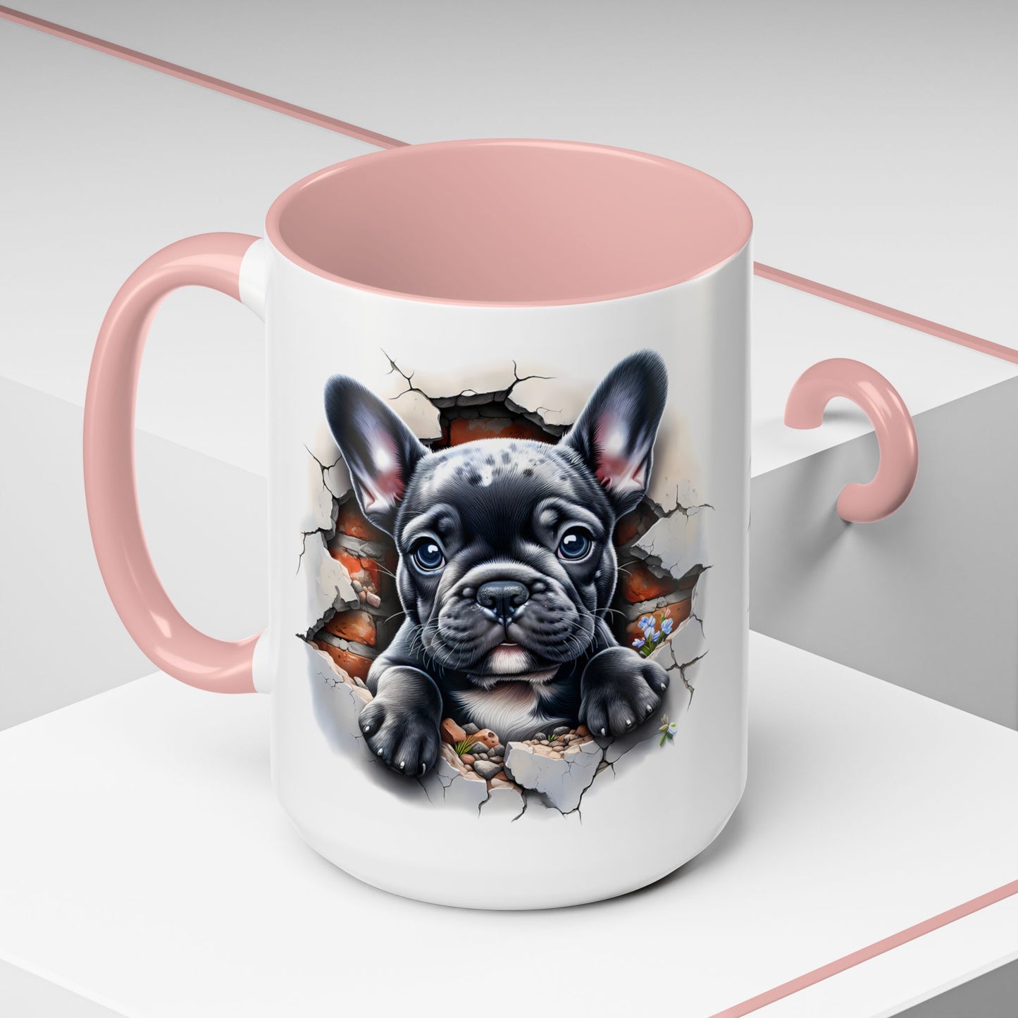 🐾🖤 Black French Bulldog Puppy Accent Mug – Cute Peek-Through Cup for Dog Lovers ☕✨