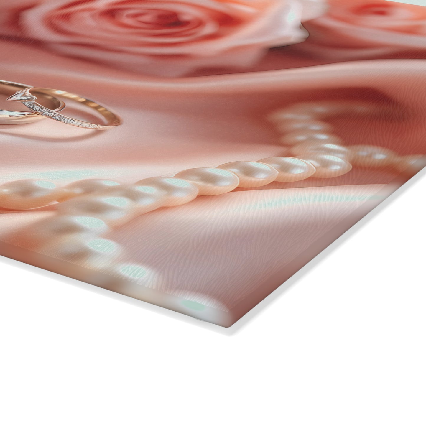 💍 Elegant Wedding Rings Cutting Board – Romance, Roses & Timeless Charm