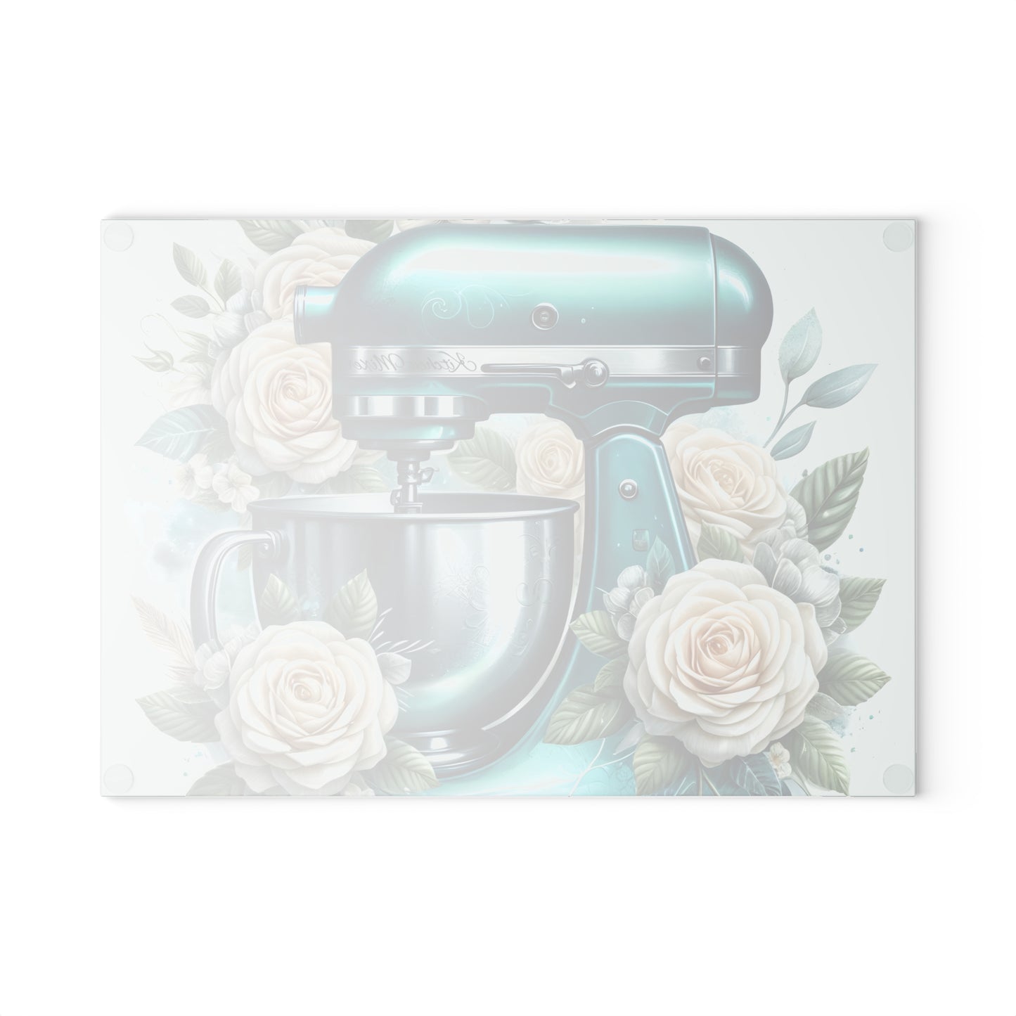 🌸 Teal Kitchen Mixer Cutting Board – Floral Elegance for Your Kitchen 🌿