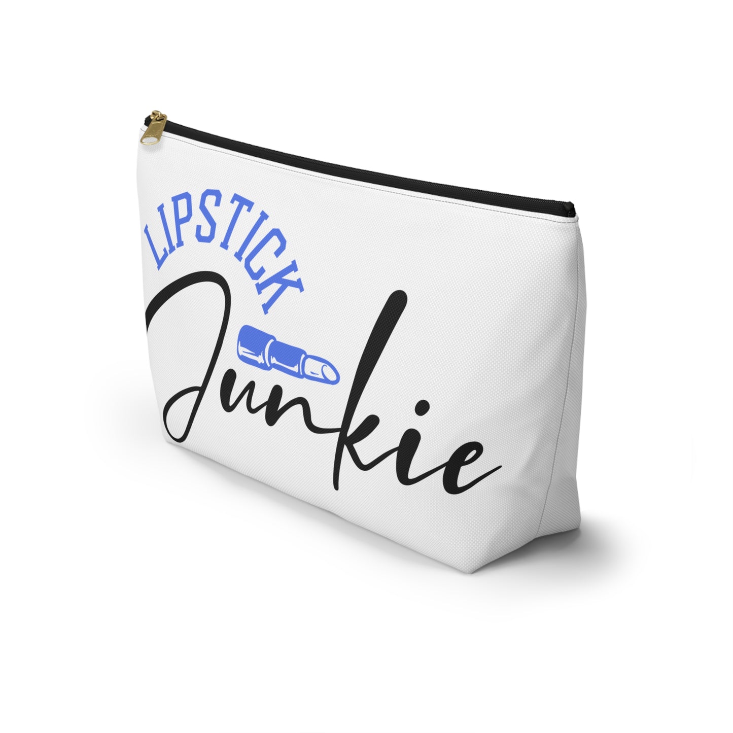 Accessory Pouch – "Lipstick Junkie" Blue Makeup Bag