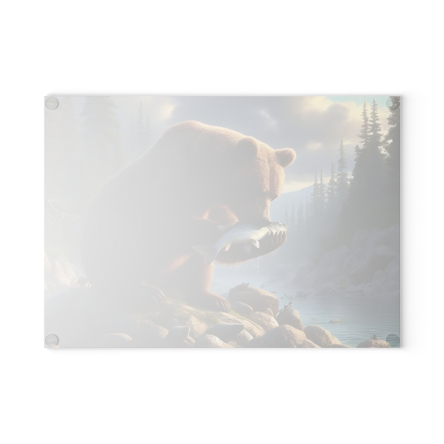 🐻🌲 Bear & Salmon River Cutting Board – Nature’s Wild Elegance for Your Kitchen 🌲🐻