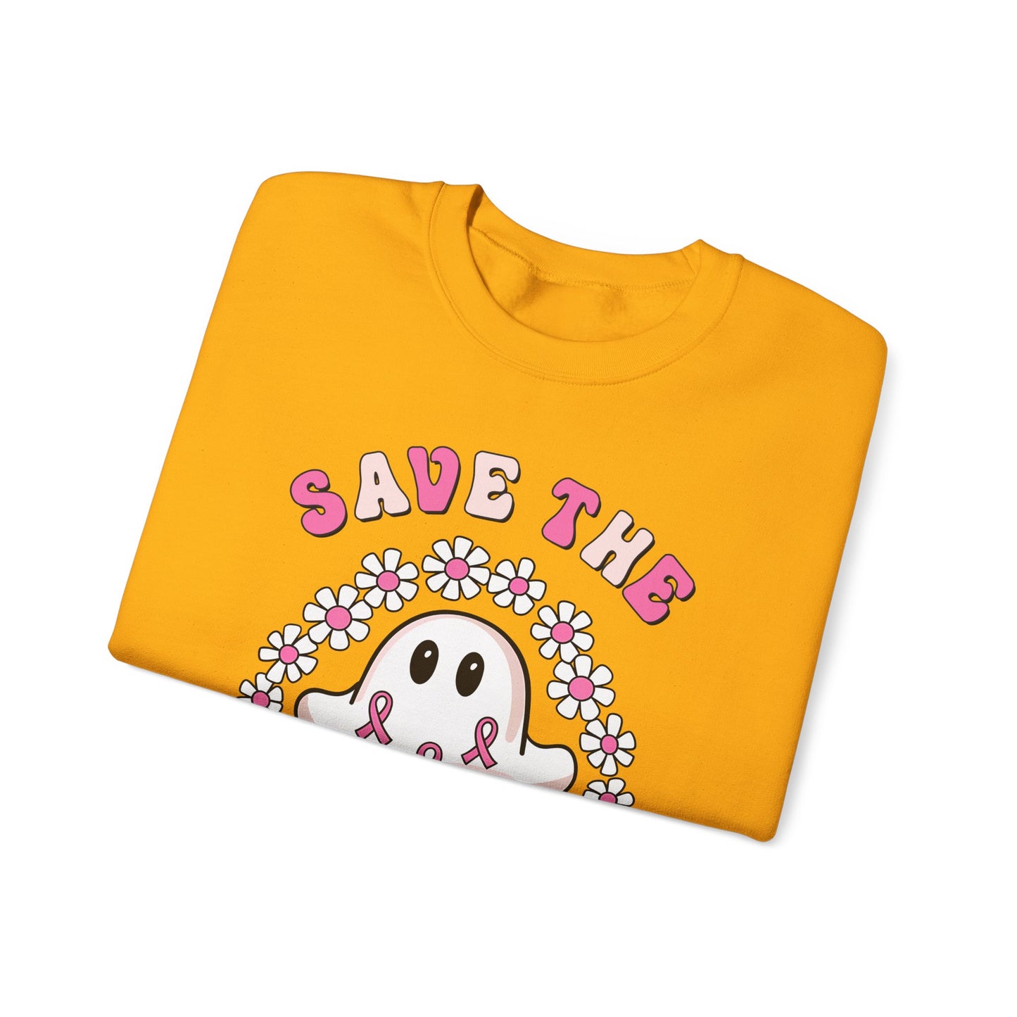 👻🎀 Save the Boobies Ghost Sweatshirt – Cute Breast Cancer Awareness Crewneck