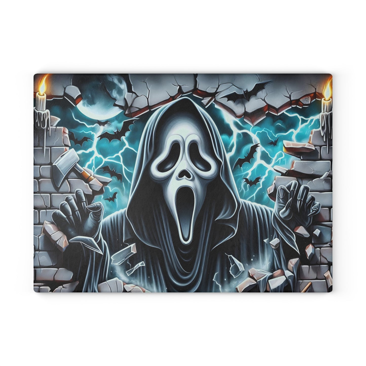 👻 Screaming Phantom Wall Break Cutting Board – Haunted Glow & Midnight Mayhem Kitchen Decor ⚡🦇