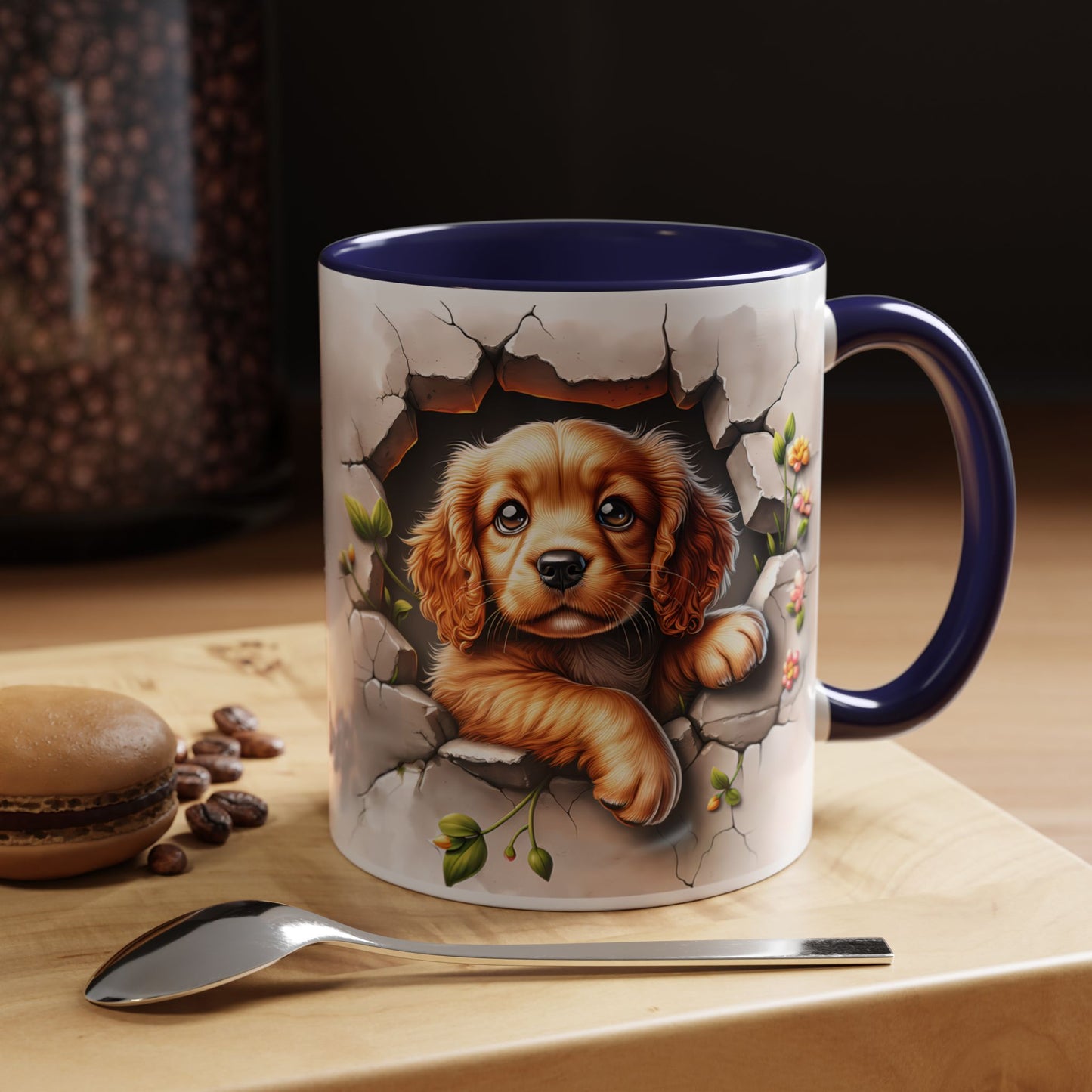 🐾 Cocker Spaniel Puppy Accent Mug – Sweet Fluffy Pup Coffee Cup ☕🤎