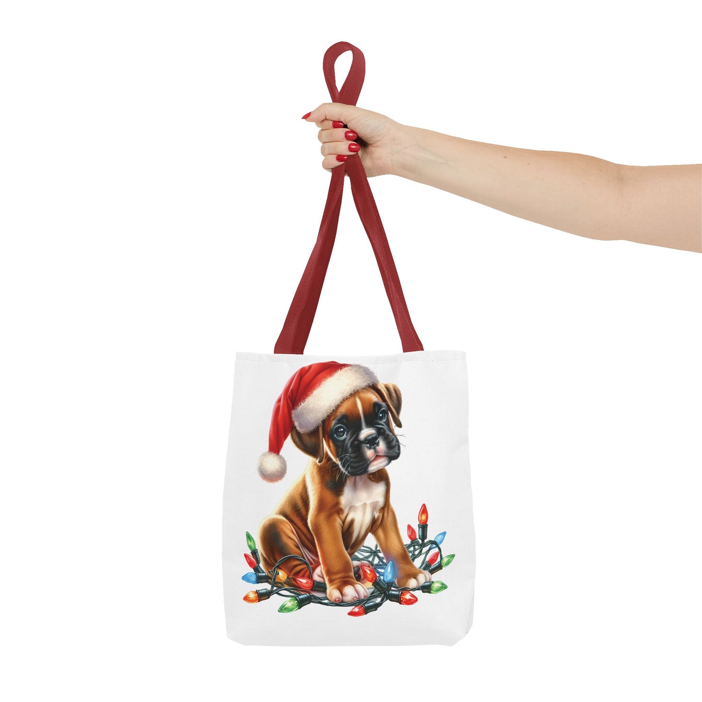 👜 Boxer Christmas Lights Tote Bag – Festive Charm for Dog Lovers 🎄