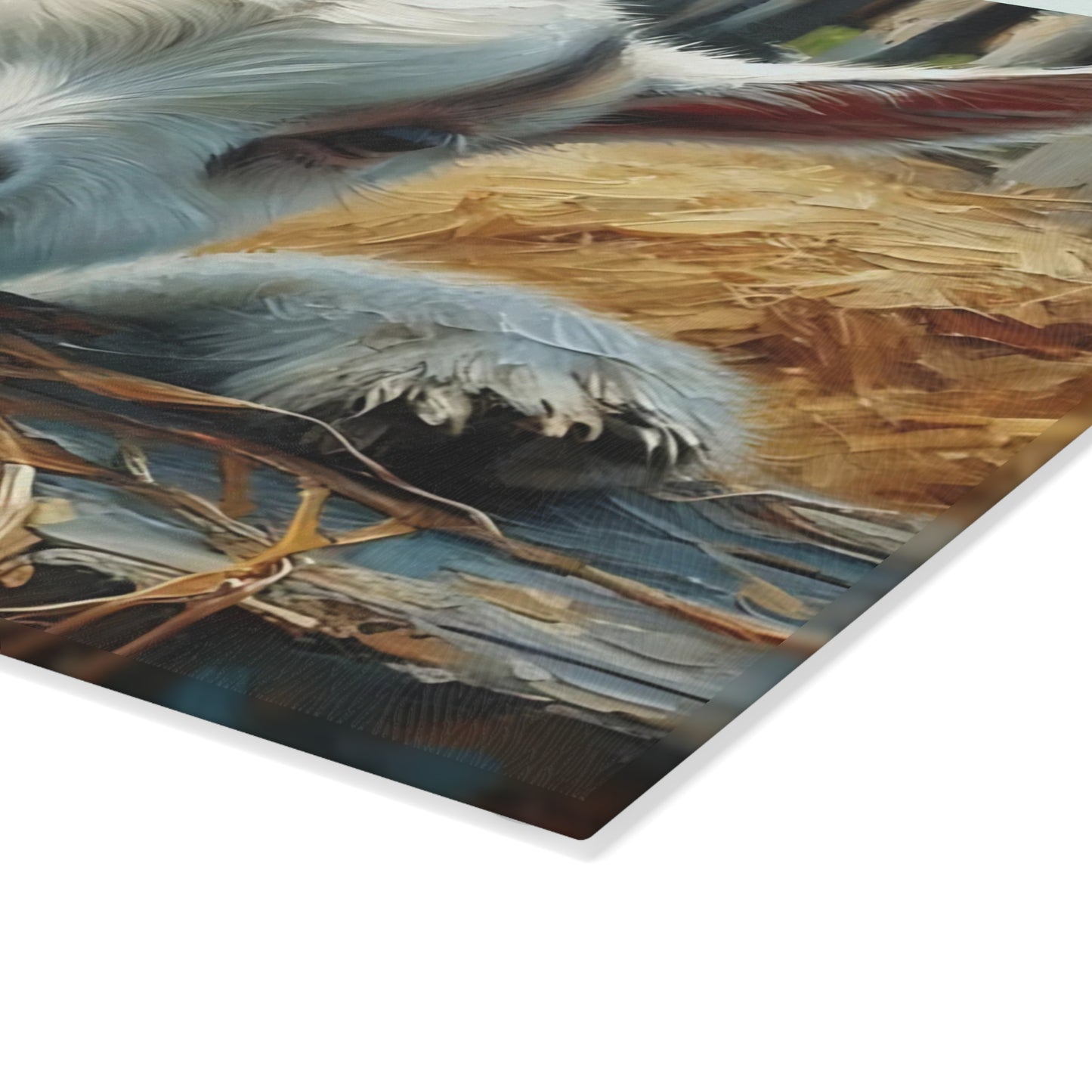 Rustic Baby Goat Glass Cutting Board – Farmyard Charm with Hay & Cozy Detail