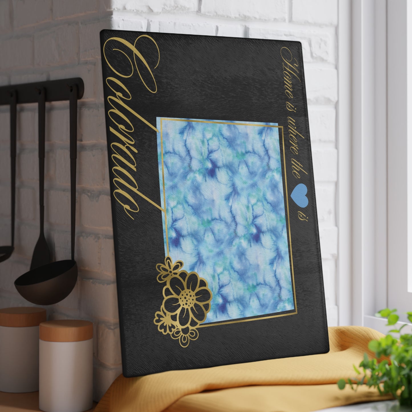 💙 Colorado Floral State Cutting Board – Mountain State Elegance with a Blue Sky Twist 🌲