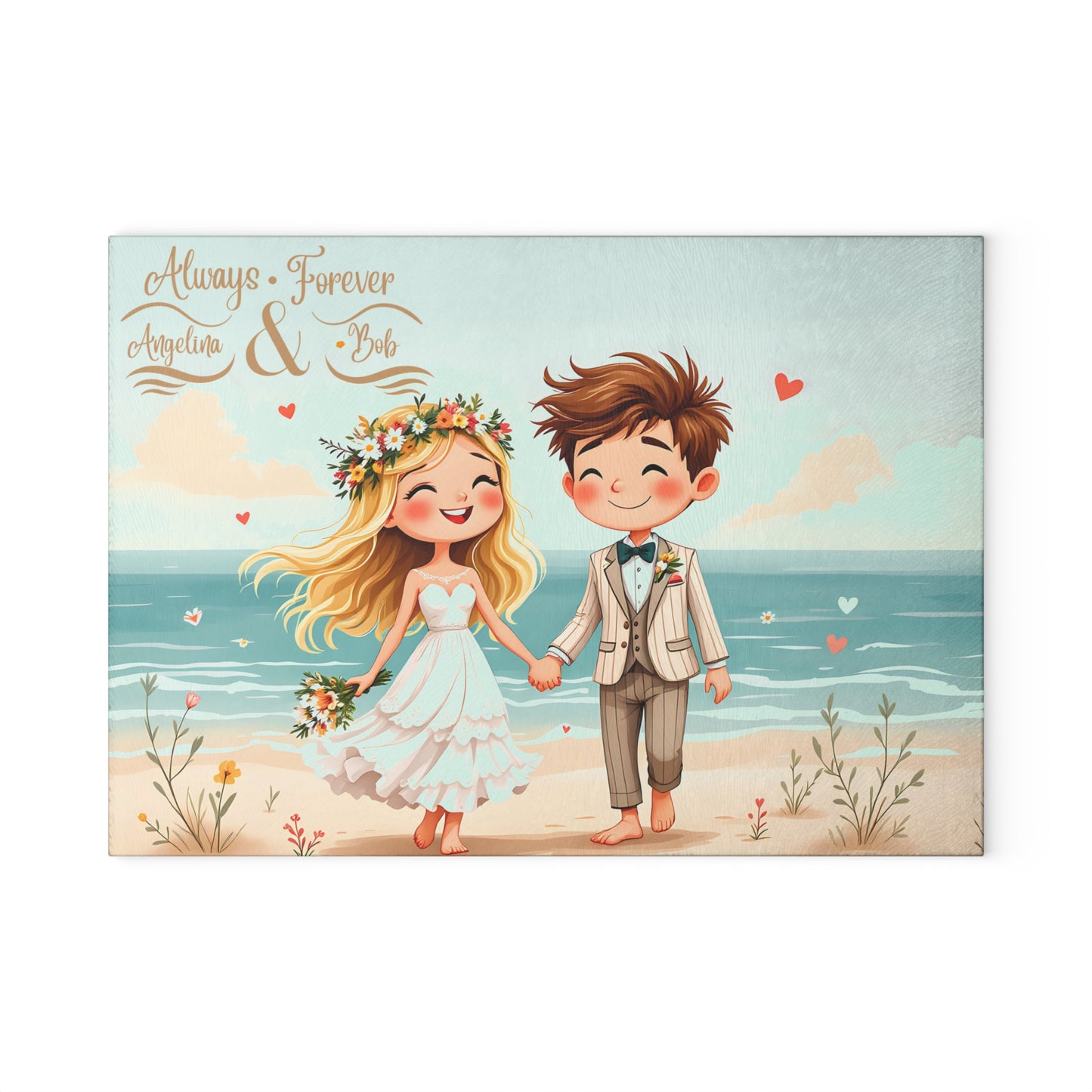 🏖️ Beach Wedding Couple Cutting Board – Personalized “Always & Forever” Keepsake for Newlyweds