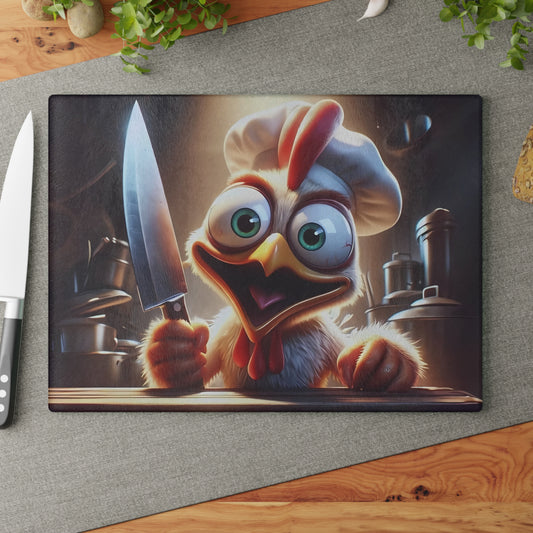 Tabla de cortar Crazy Chicken Chef: ¡sembrando el caos en la cocina!