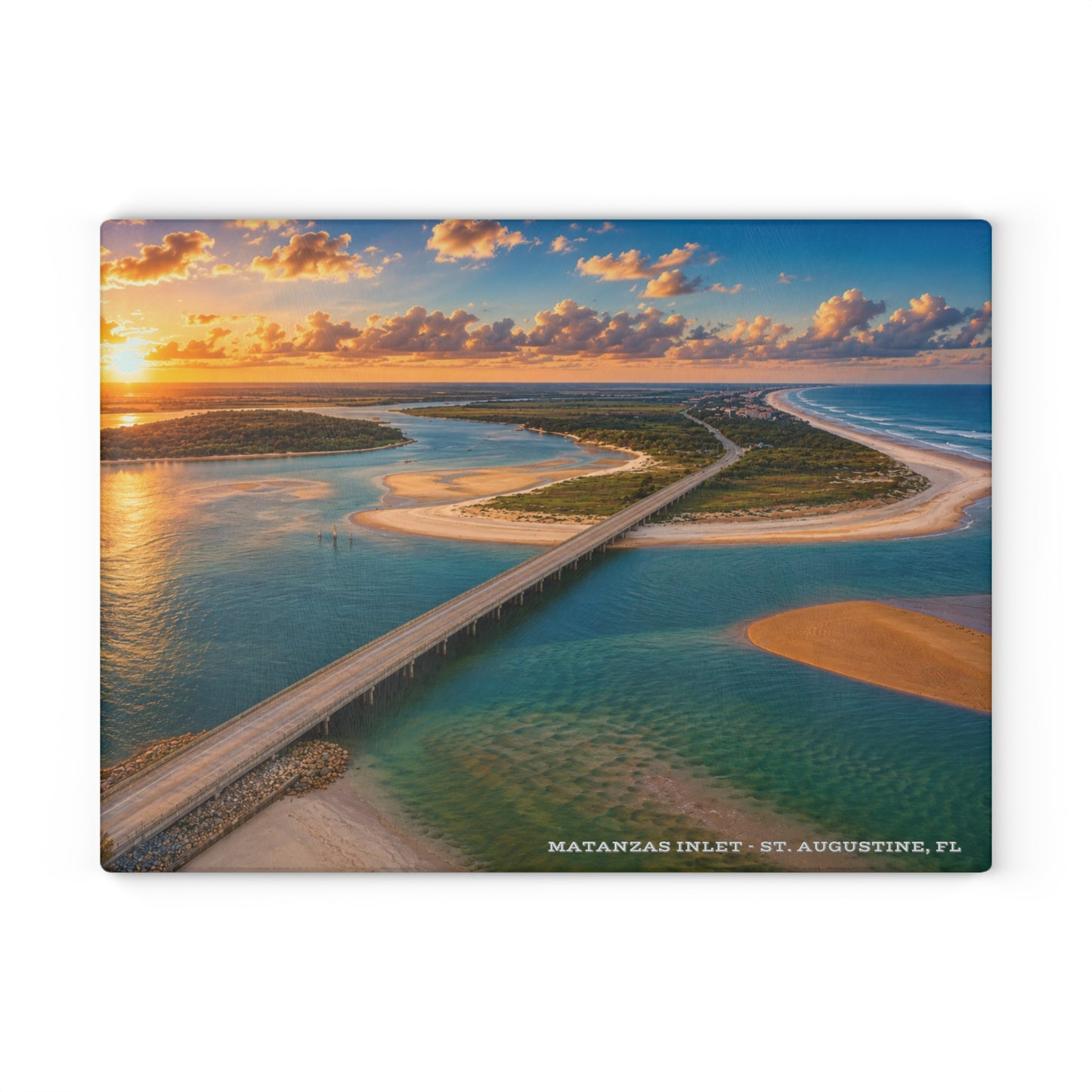 Vibrant Flamingo Sunset Glass Cutting Board – Tropical Coastal Kitchen Decor