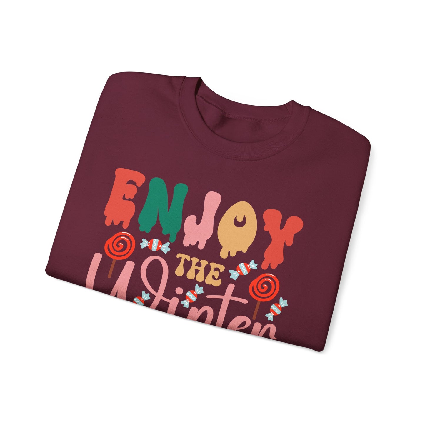 ❄️☕ Enjoy the Winter Sweatshirt – Cozy Snowflake & Cocoa Season Vibes 🧣✨