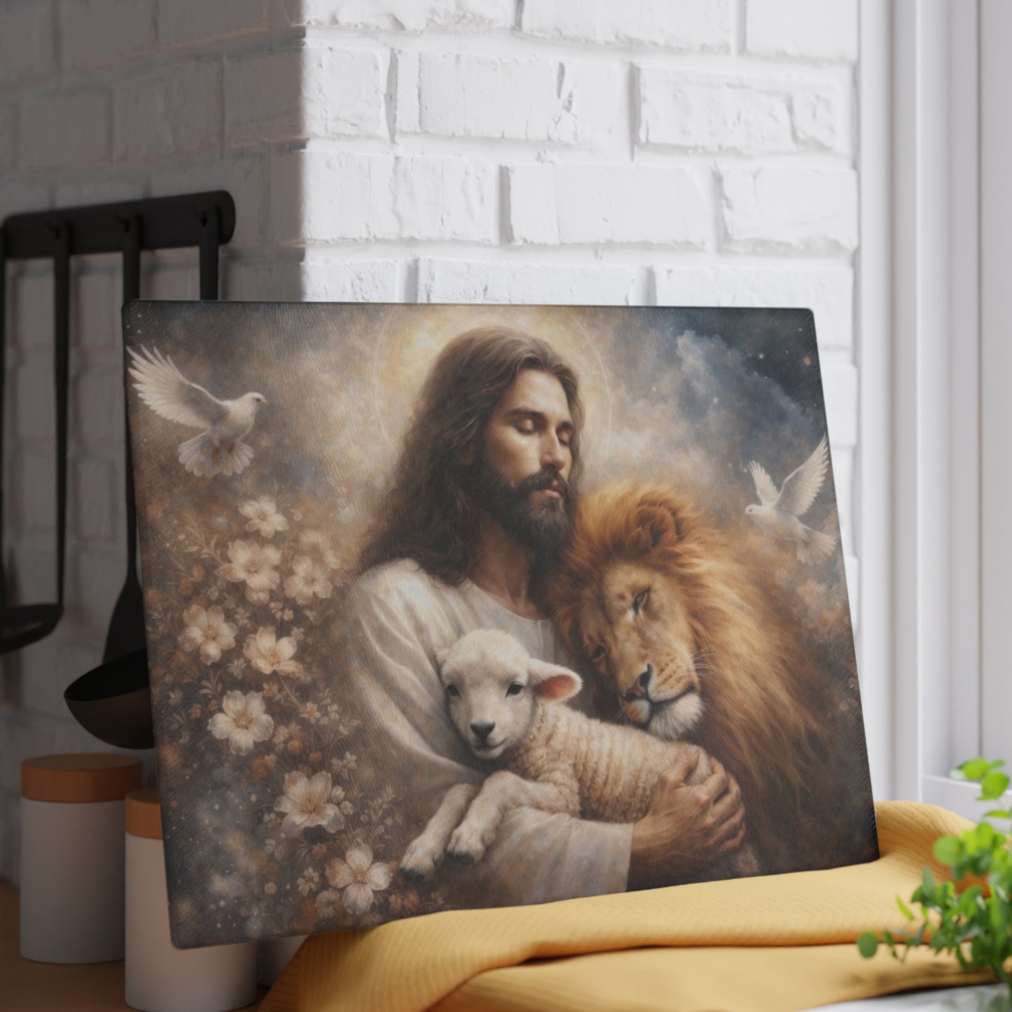 Jesus Cutting Board, Tempered Glass Cutting Board, Charcuterie Board, Chopping Board, Housewarming Gift, Custom cutting board