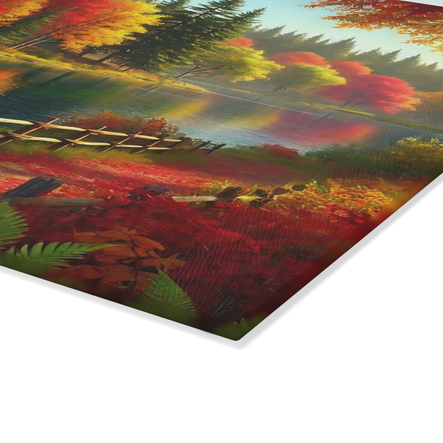 🍂 Autumn Lake Path Cutting Board – Tranquil Forest Reflections for Your Kitchen