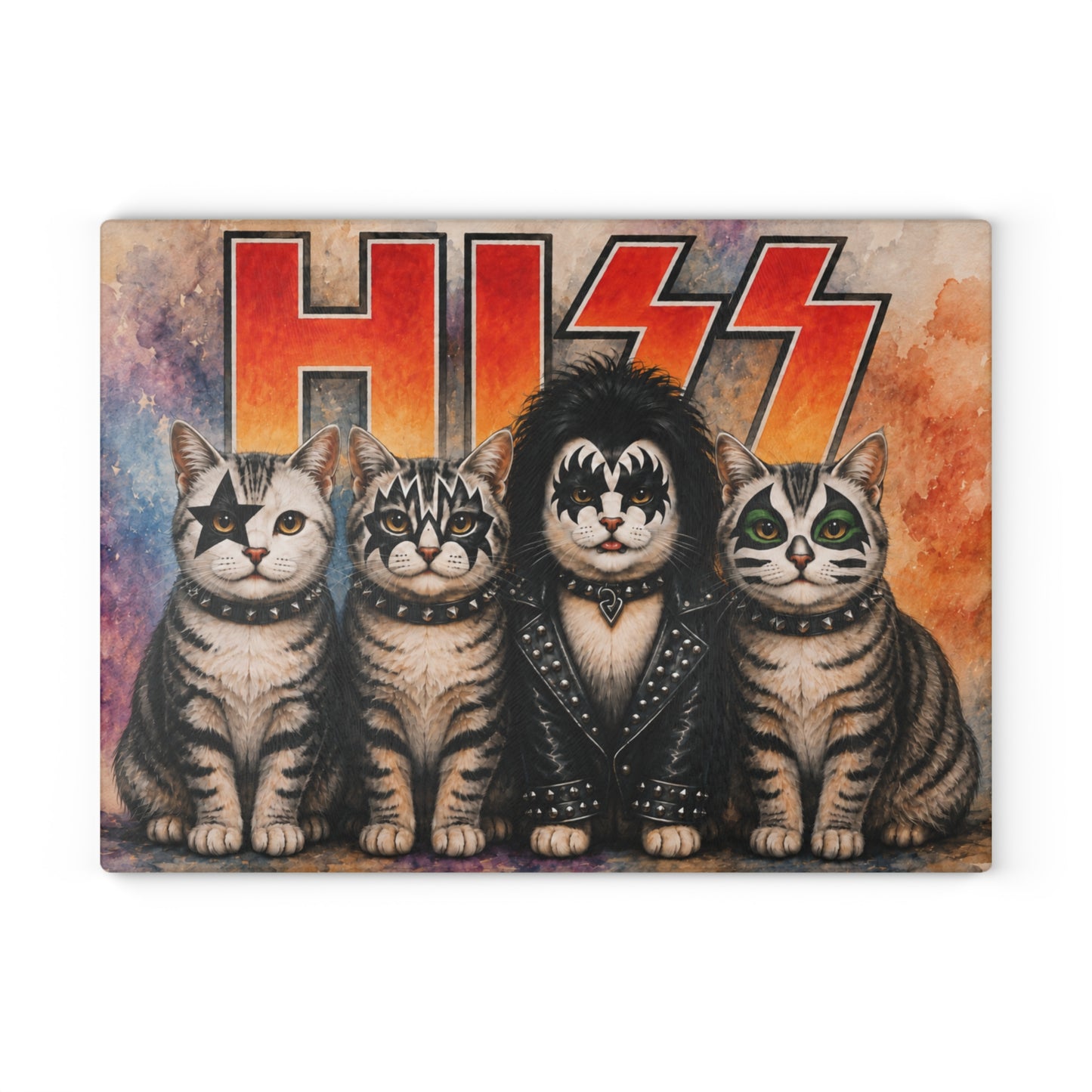 Hissing Cats Glass Cutting Board – Funny Cat Artwork for Cat Lovers
