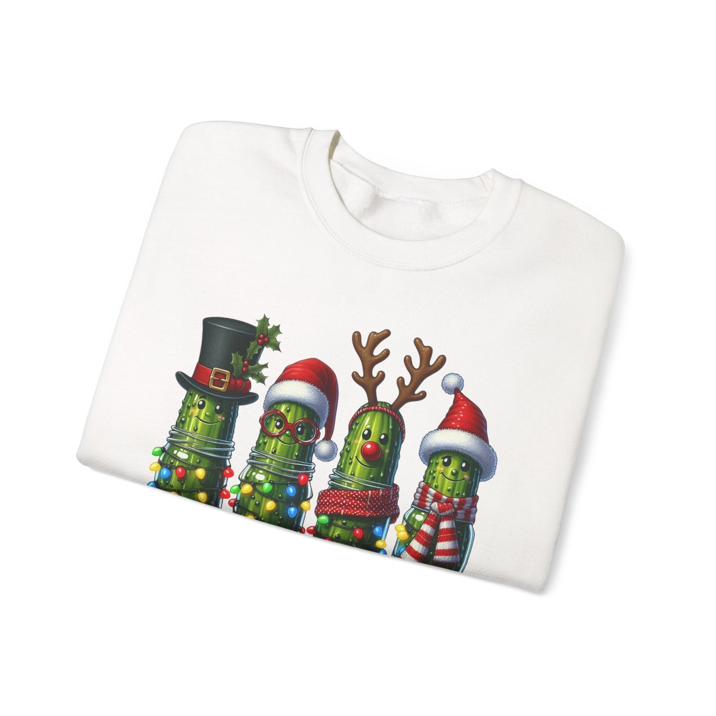 🥒✨ Merry Picklemas Crewneck – Festive Pickle Jars with Holiday Lights