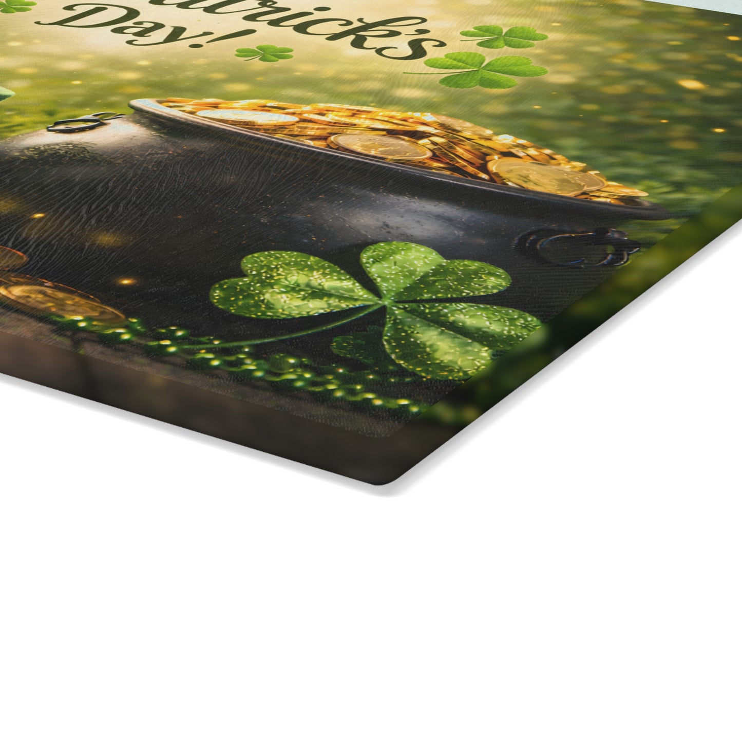 Happy St. Patrick’s Day Glass Cutting Board – Festive Irish Kitchen Decor