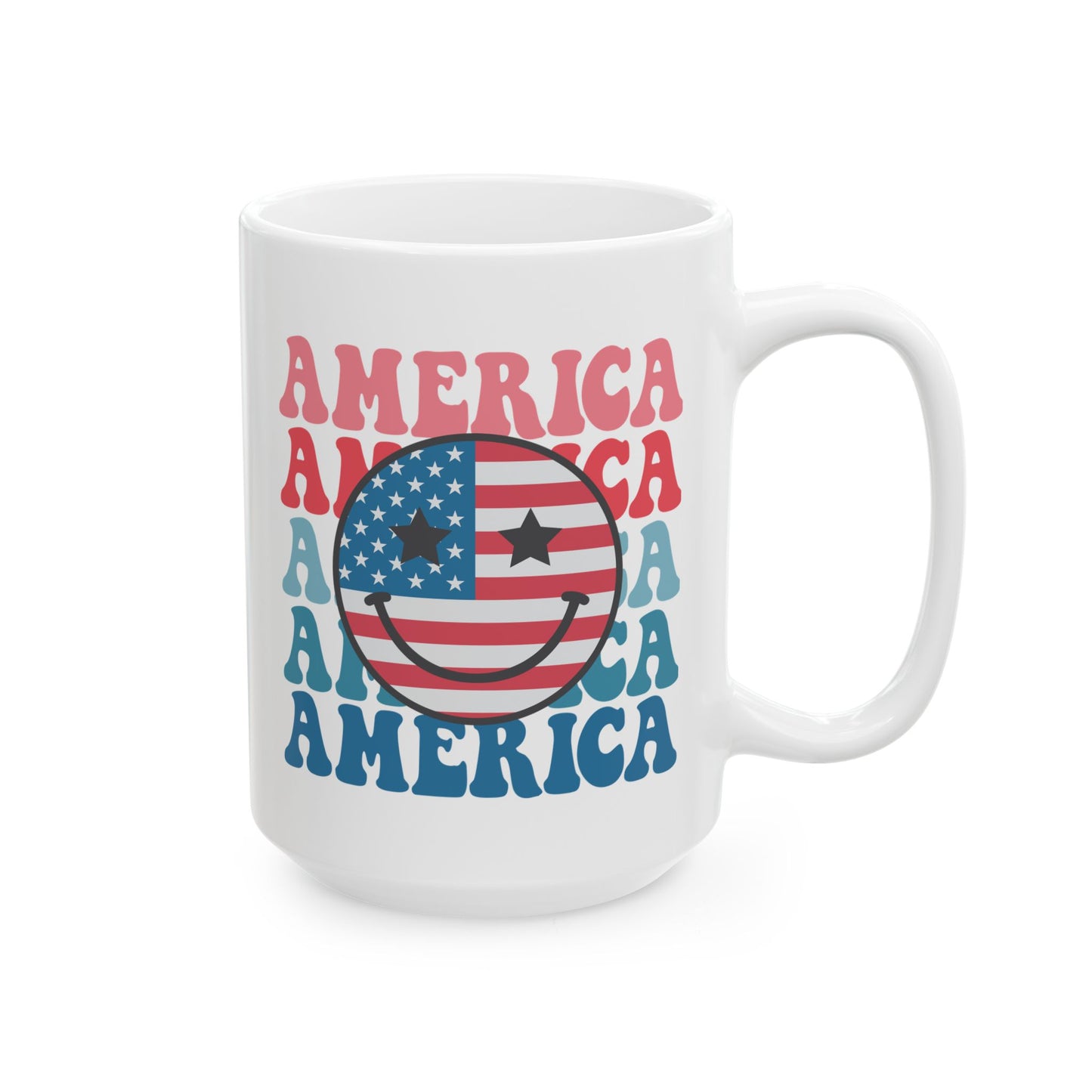 USA America Smiley Face Mug – Celebrate Patriotism with Style and Fun! 🎆