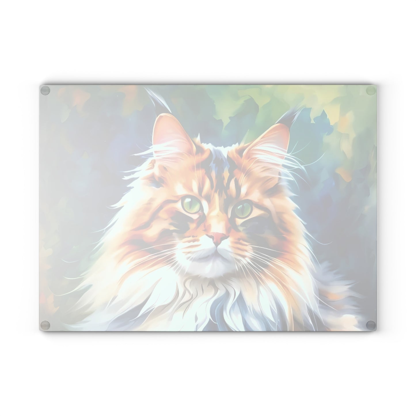 Green-Eyed Maine Coon Forest Cat Cutting Board – Fierce Feline Charm for Nature-Loving Kitchens