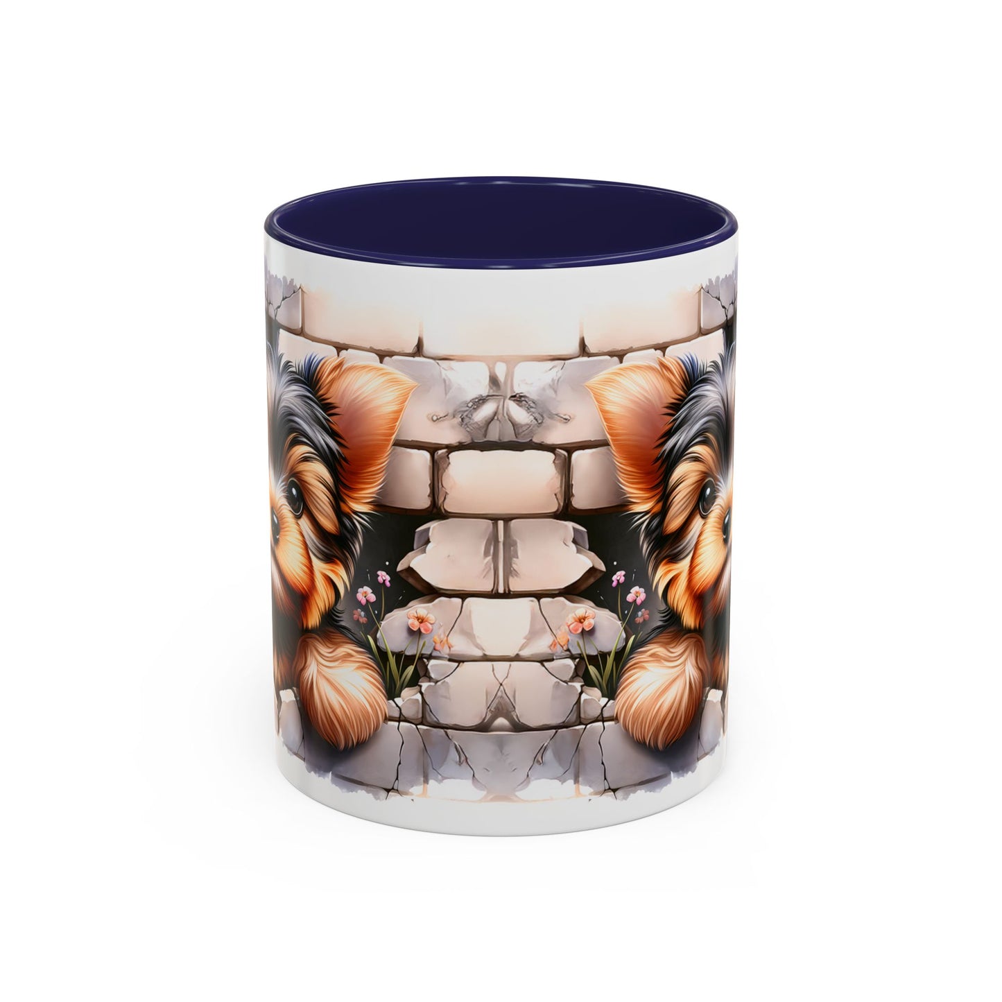 🎀🐶 Yorkie Puppy Accent Mug – Cute Peek-Through Dog Design for Animal Lovers ☕💖