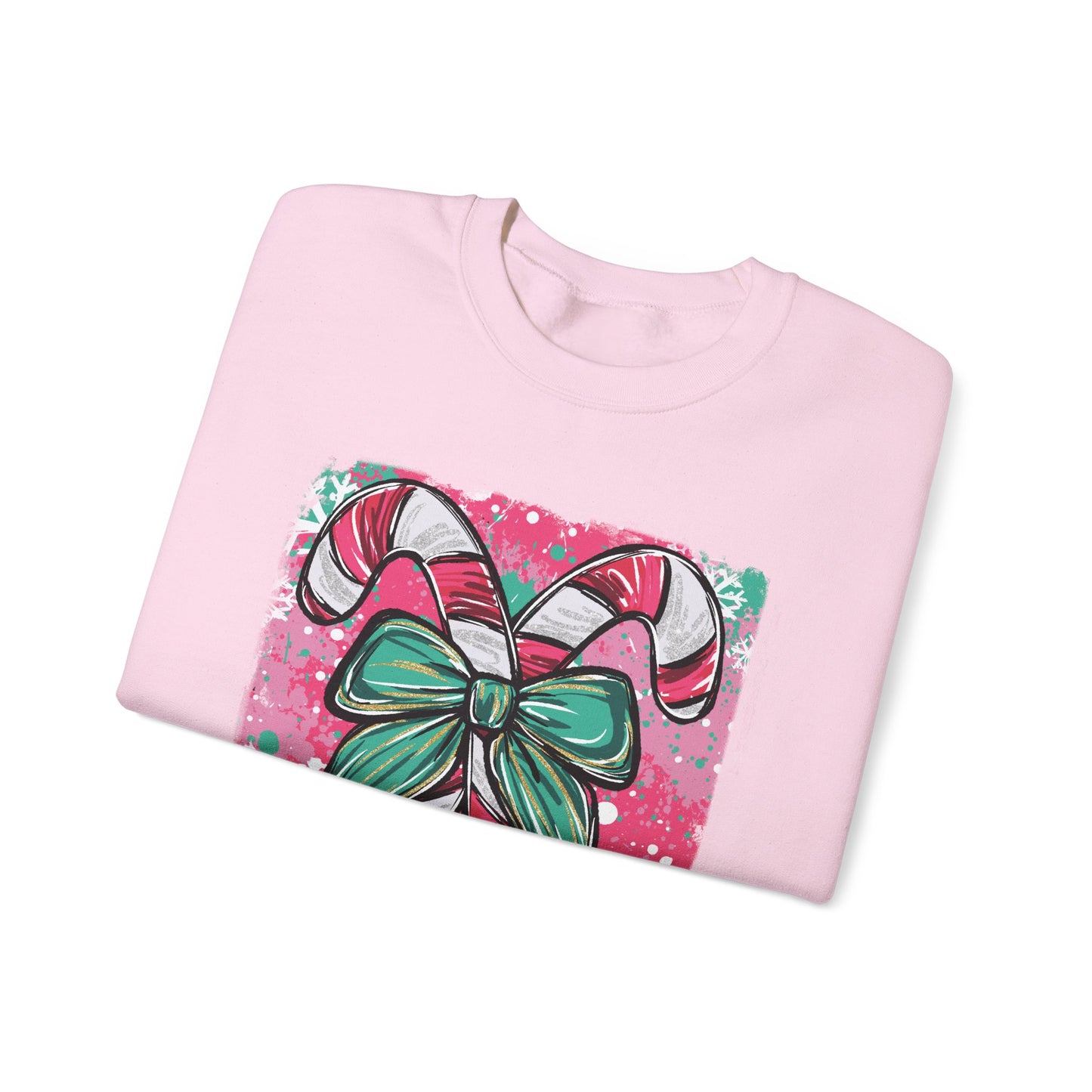 🍭✨ Candy Cane Bow Sweatshirt – Sweet Holiday Style 💖🎀