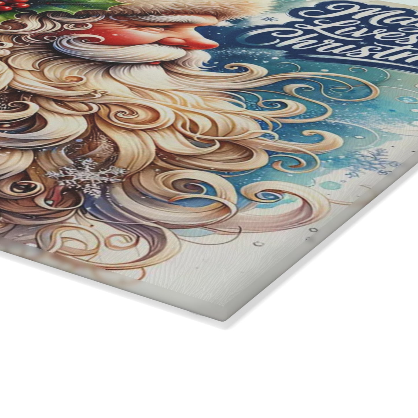 🎅✨ “Christmas Spirit” Glass Cutting Board – Festive Cheer for Your Holiday Kitchen