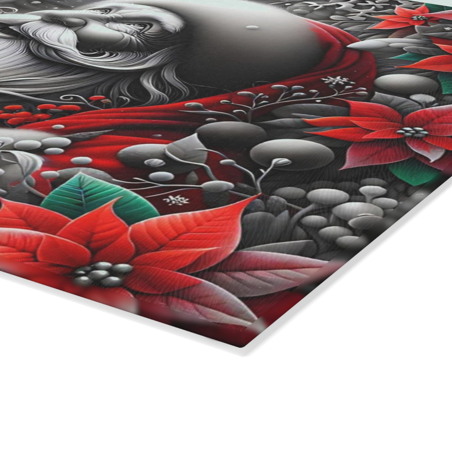 🎅❄️ “Midnight Snow Santa” Glass Cutting Board – Festive Glow for Your Kitchen