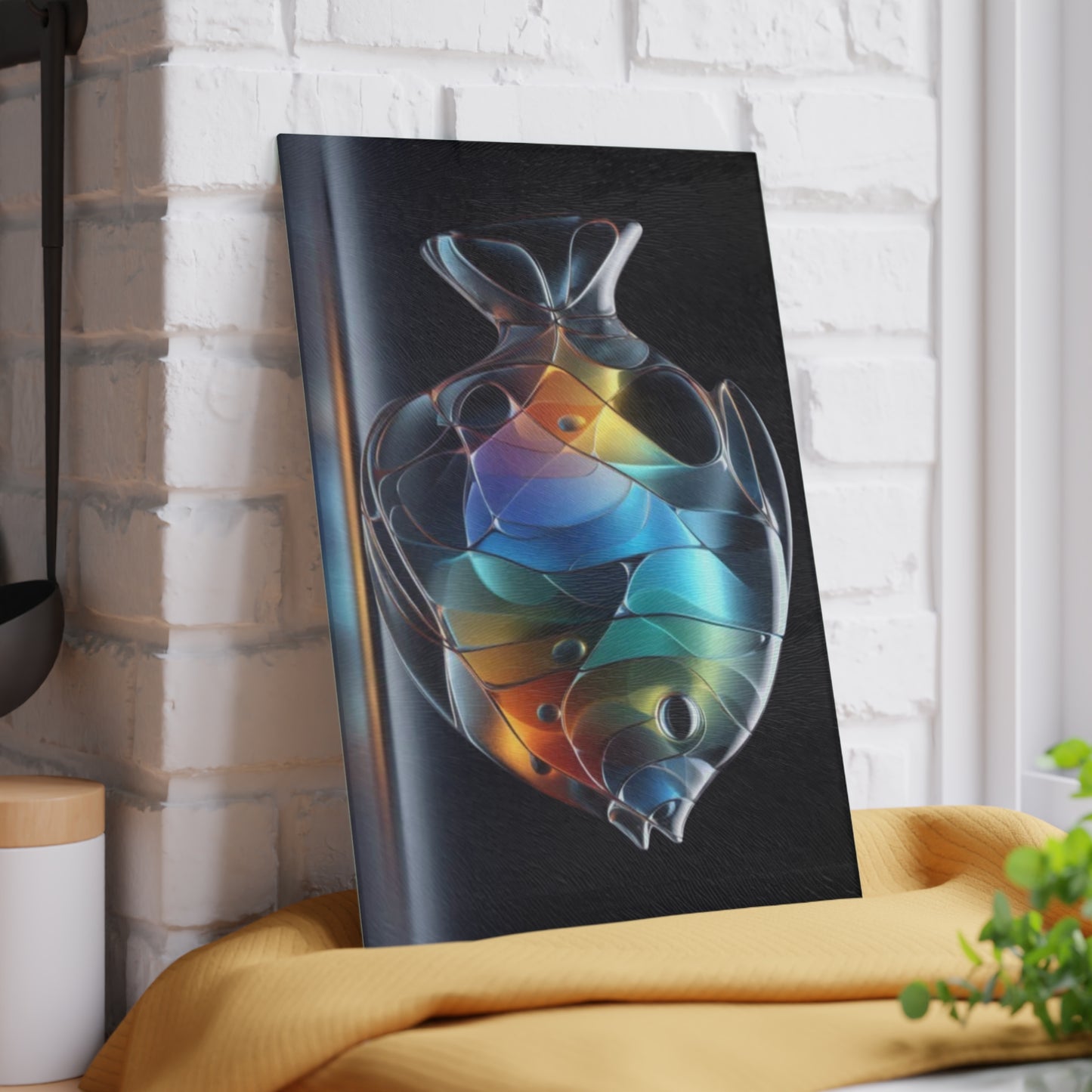 Glass-Style Saltwater Angelfish Glass Cutting Board – Elegant Ocean Kitchen Art | Tempered Glass Charcuterie & Prep Board