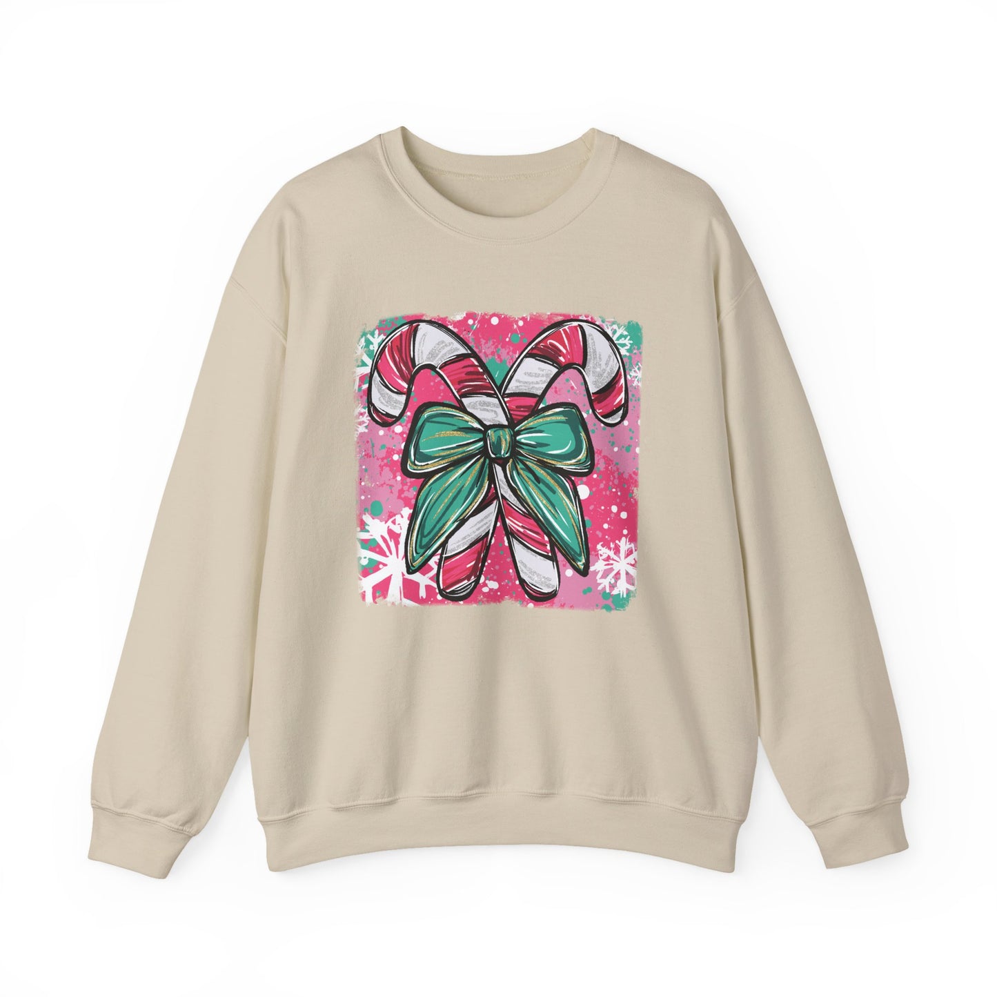 🍭✨ Candy Cane Bow Sweatshirt – Sweet Holiday Style 💖🎀