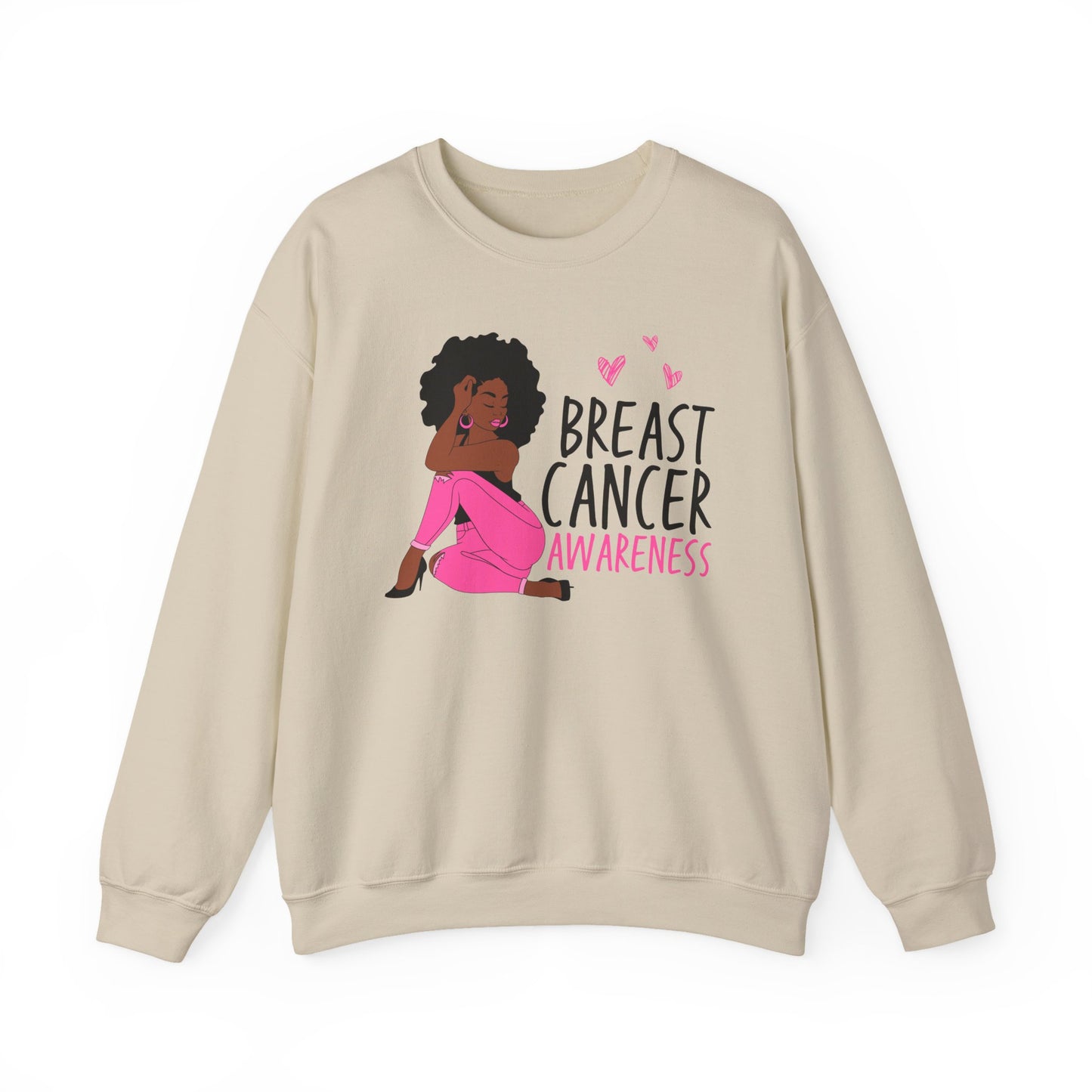 💕✨ Pink Awareness Woman Sweatshirt – Elegant Breast Cancer Support Crewneck