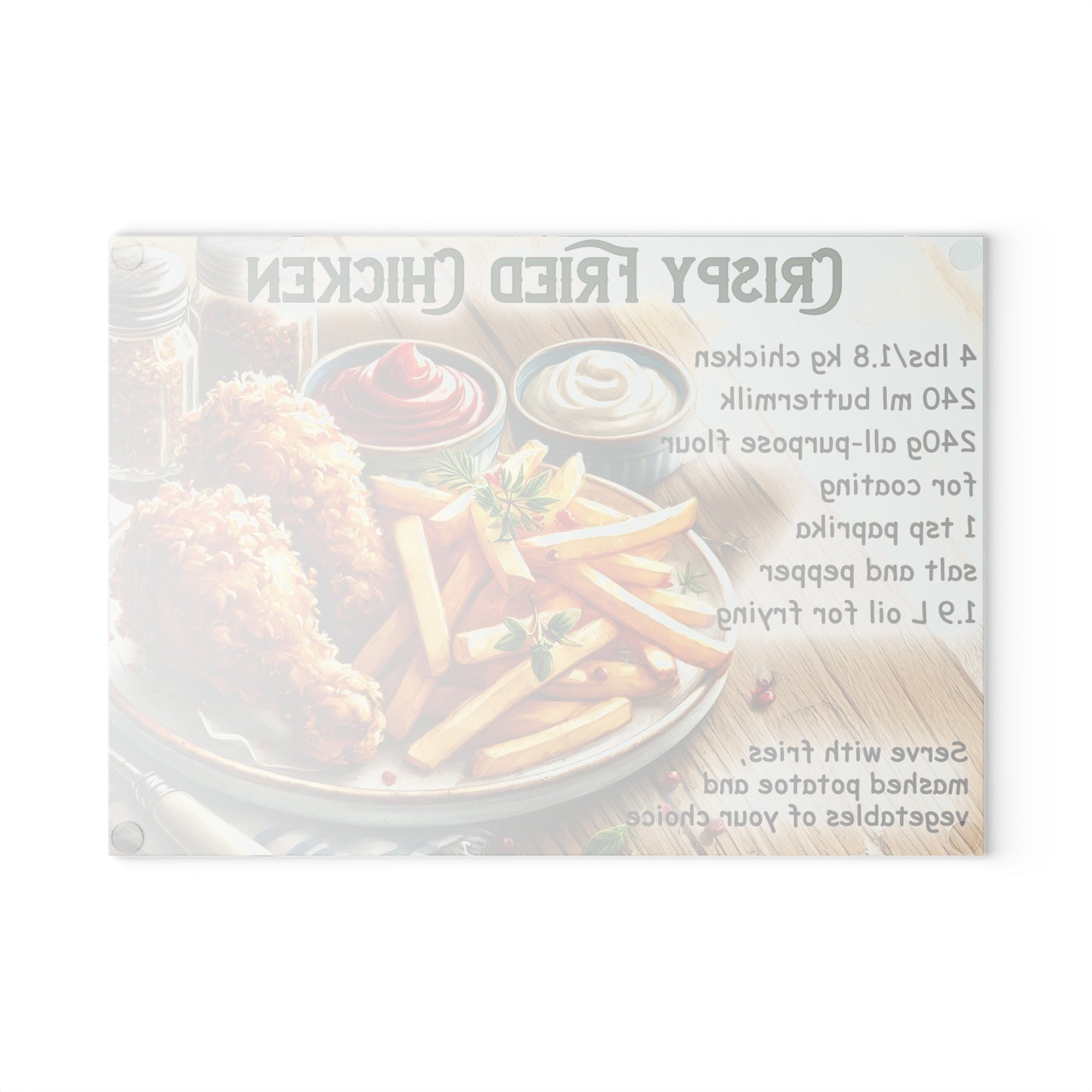 🍗 Crispy Fried Chicken Recipe – Southern Kitchen Charm Glass Cutting Board