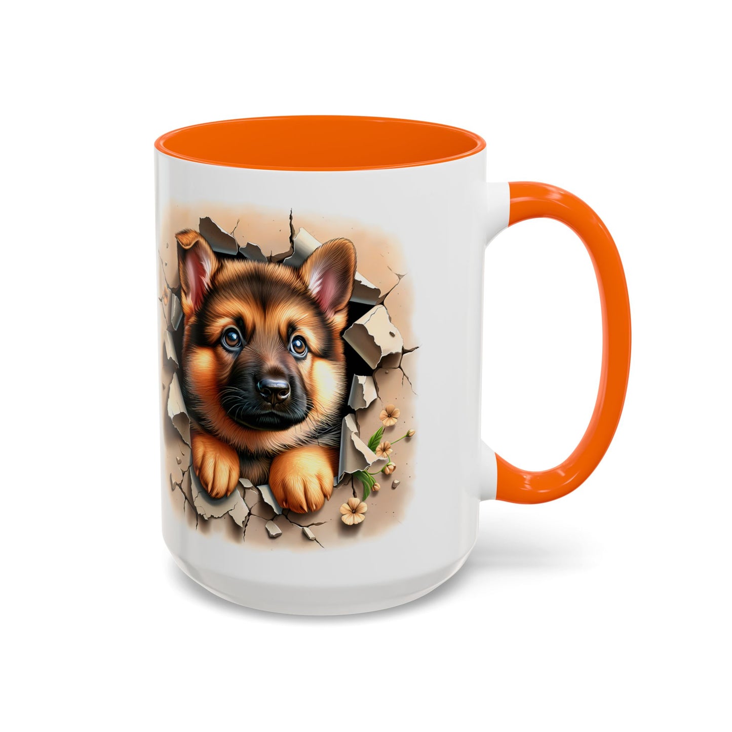 🐾☕ German Shepherd Puppy Peek Accent Mug – Loyal Pup Lover Gift ✨🖤