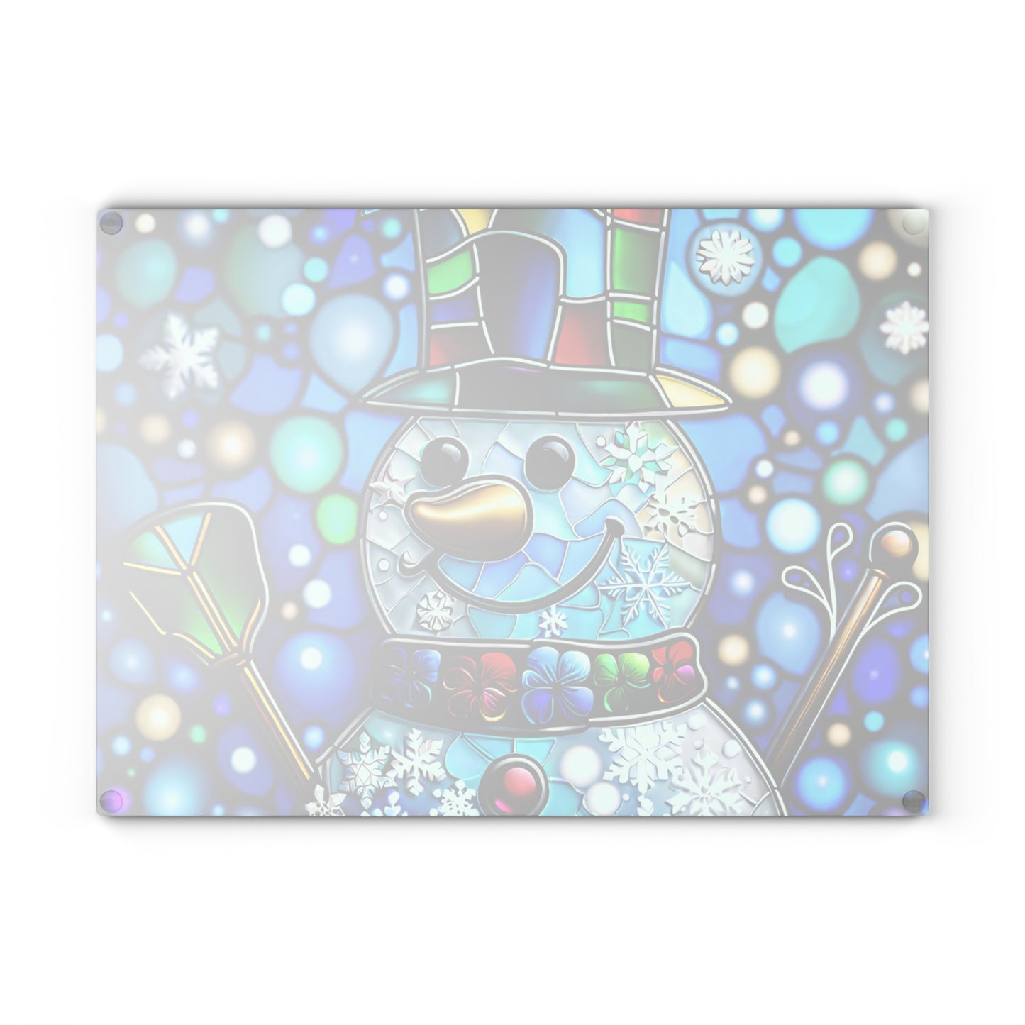 ☃️ Stained Glass-Style Snowman Cutting Board – Festive Elegance for Your Holiday Kitchen ❄️