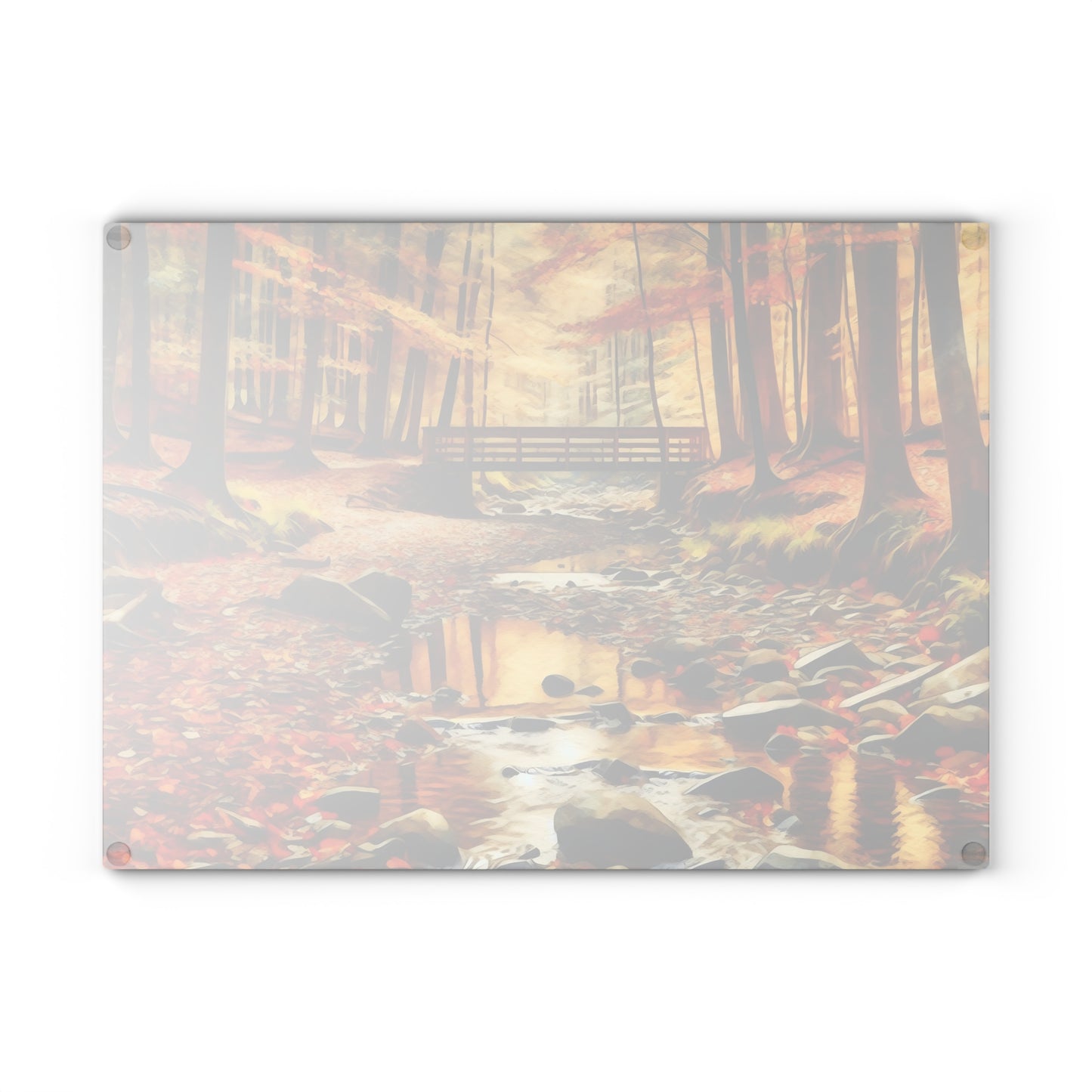 🌉🍁 Autumn Forest Bridge Cutting Board – Tranquil Trails & Fall Reflections for Your Kitchen