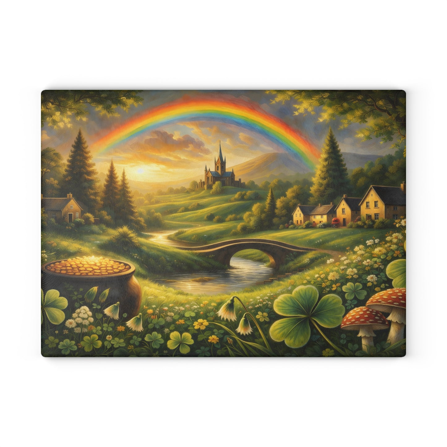 Emerald Valley Rainbow Glass Cutting Board – St. Patrick’s Day Kitchen Décor