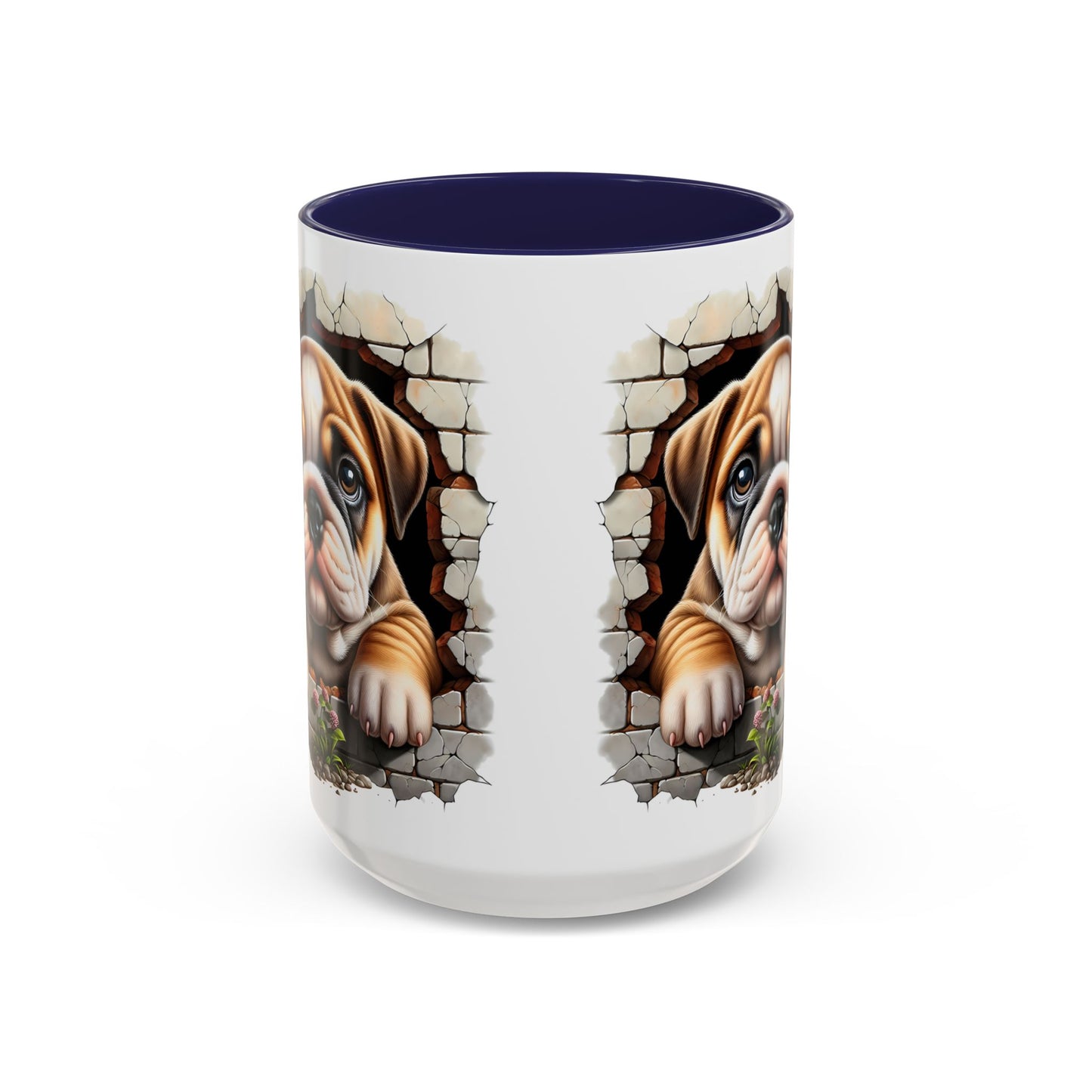 🎀🐶 English Bulldog Puppy Accent Mug – Cute Peek-Through Dog Design for Animal Lovers ☕💖