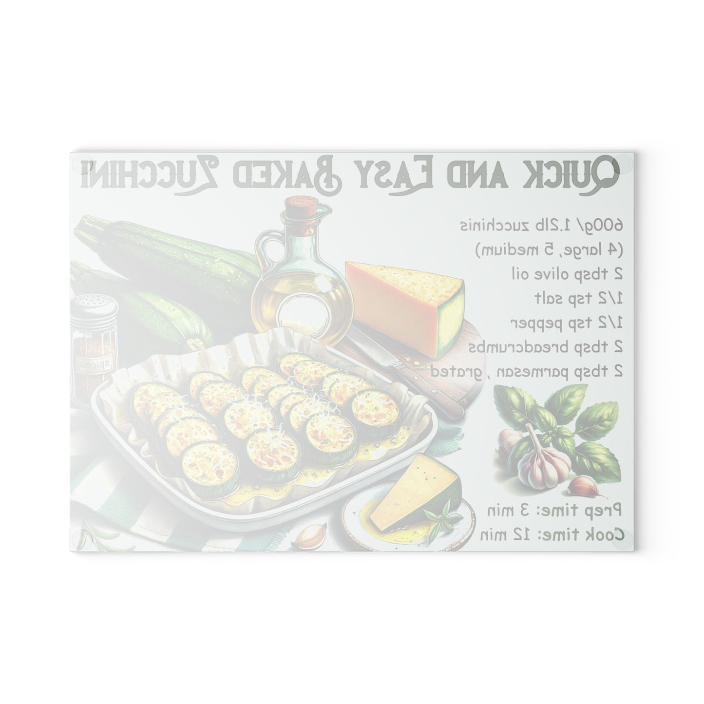 🥒 Quick and Easy Baked Zucchini – Healthy Kitchen Recipe Cutting Board